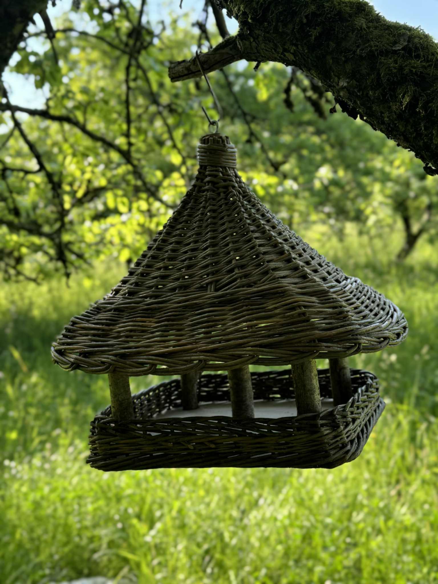 Handwoven Wicker Bird Feeder | Rustic Hanging Garden Art | Natural Wicker Shelter | Handmade Lithuanian Craft