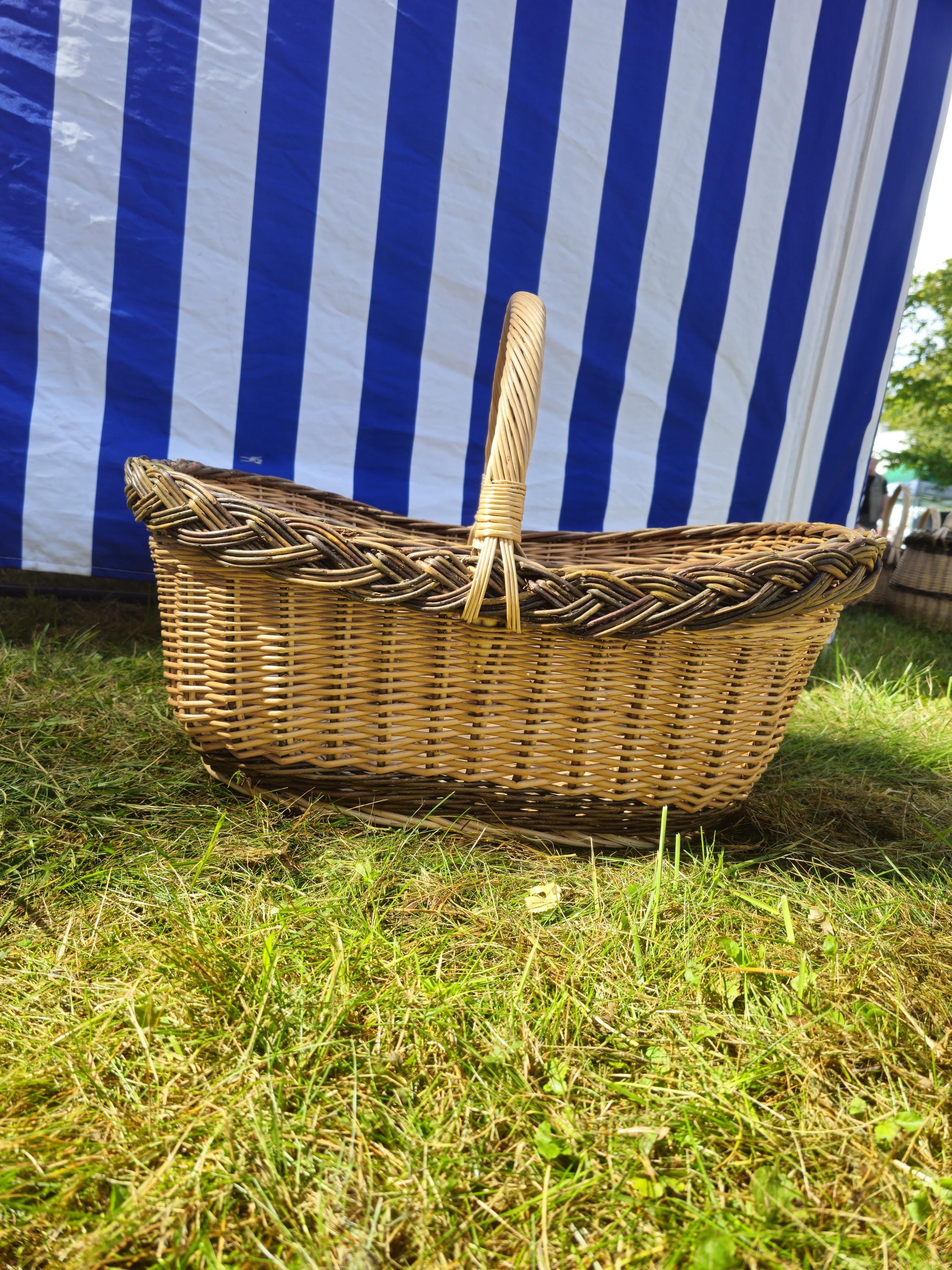 Extra Large Handwoven Wicker Basket: Rustic Harvest & Storage