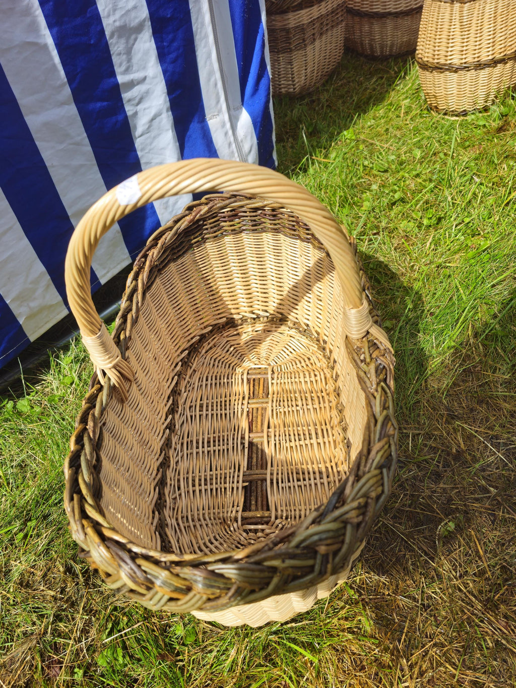Wicker Foraging Basket with Natural Braided Rim – Handwoven Mushroom or Market Basket