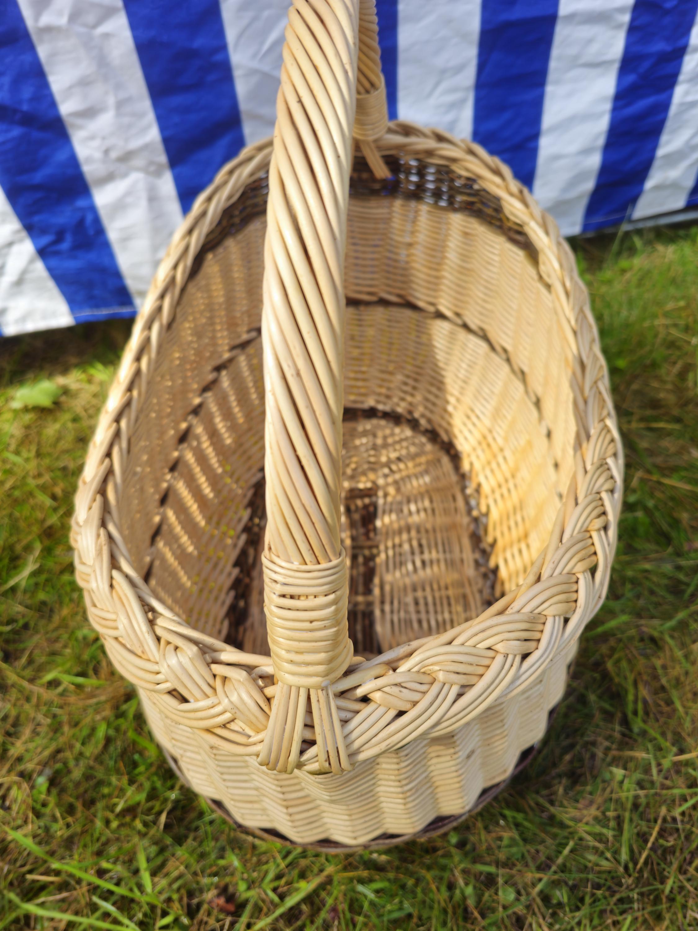 Long Willow Basket with Braided Rim – Tall Handwoven Wicker Basket