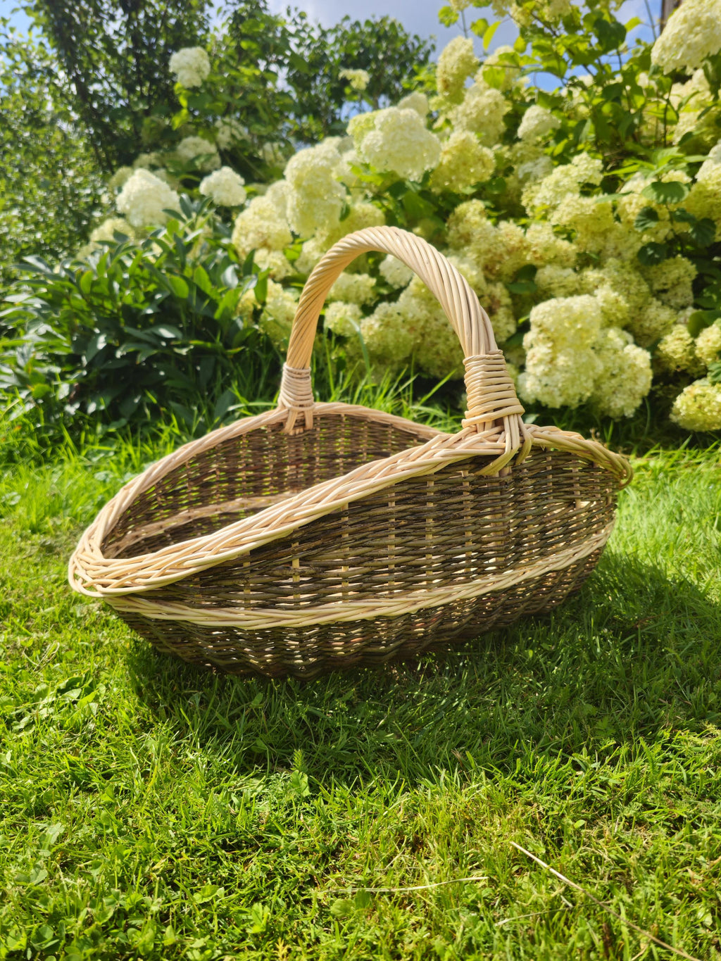 Handwoven Unpeeled Willow Basket: Rustic Gathering & Harvest Basket
