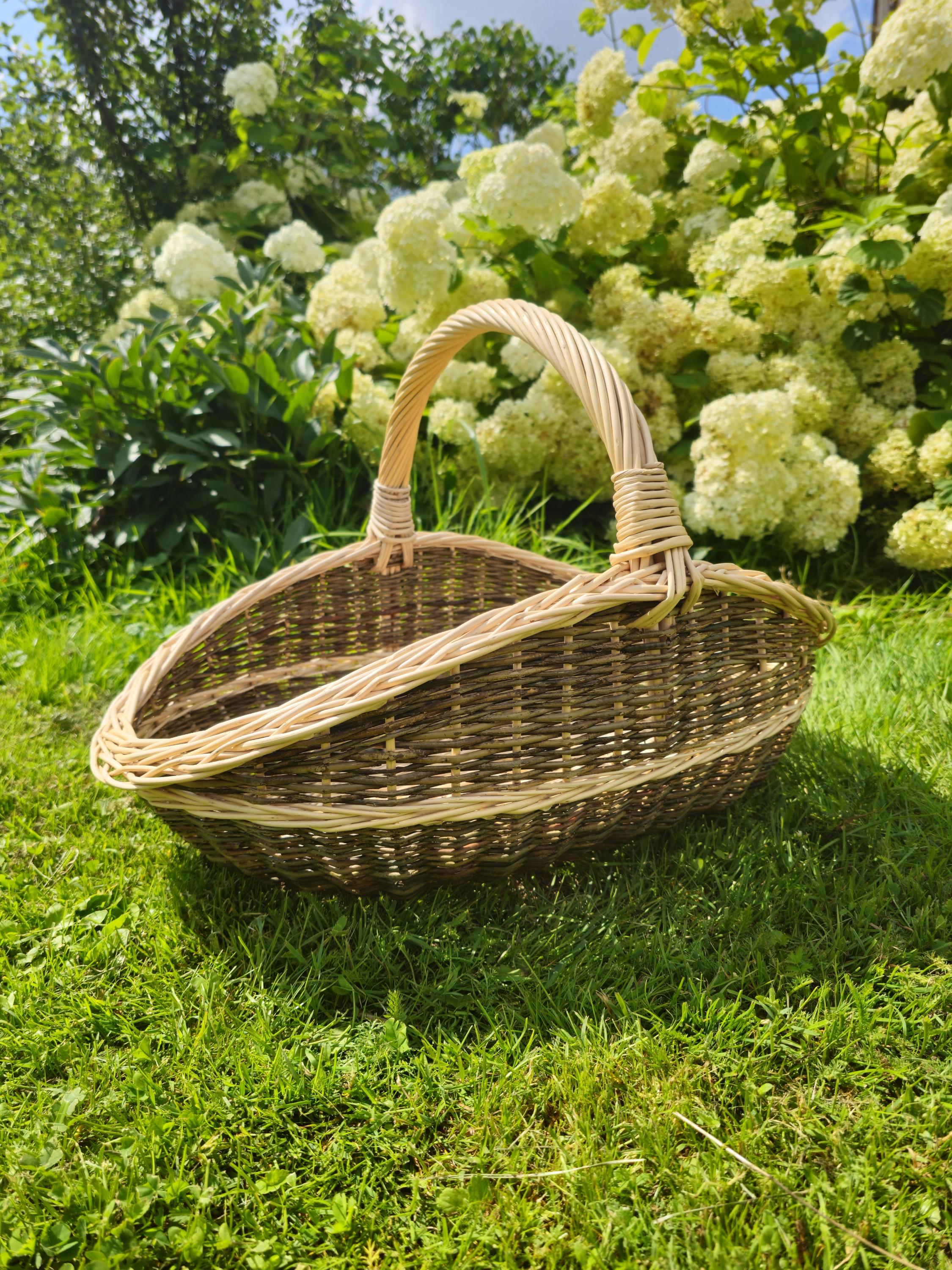 Handwoven Unpeeled Willow Basket: Rustic Gathering & Harvest Basket