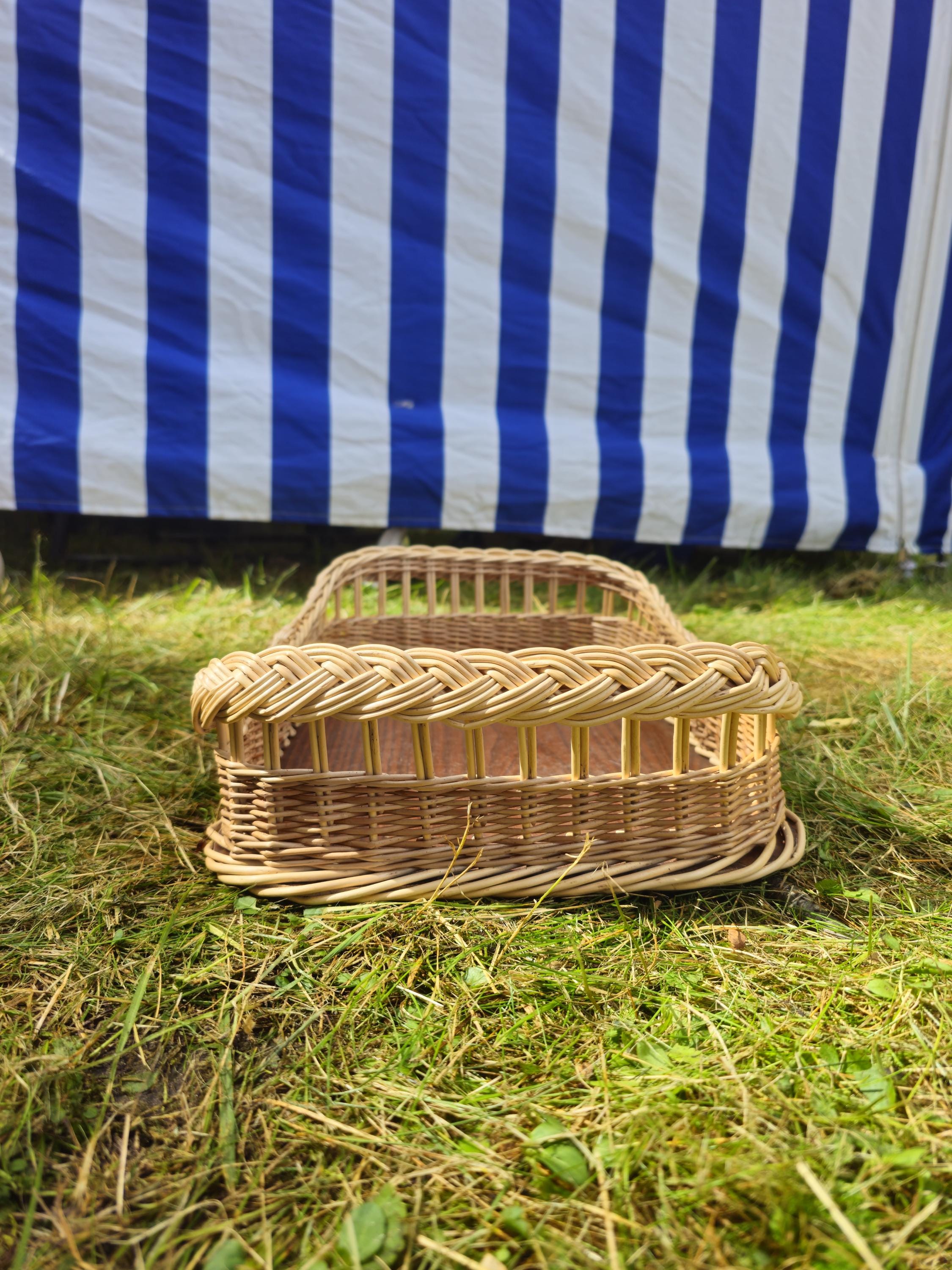 Rustic Rectangular Willow Tray – Handmade Organizer Basket