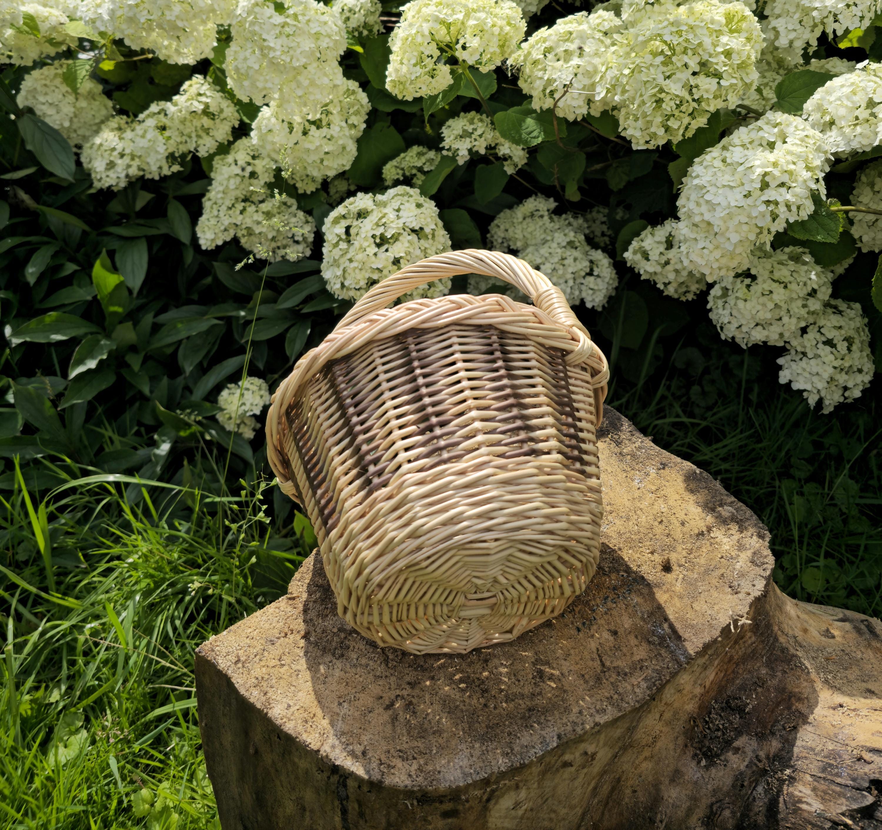 Small Rustic Decorative Wicker Basket – Mini Handwoven Farmhouse Storage – Cottagecore Natural Decor