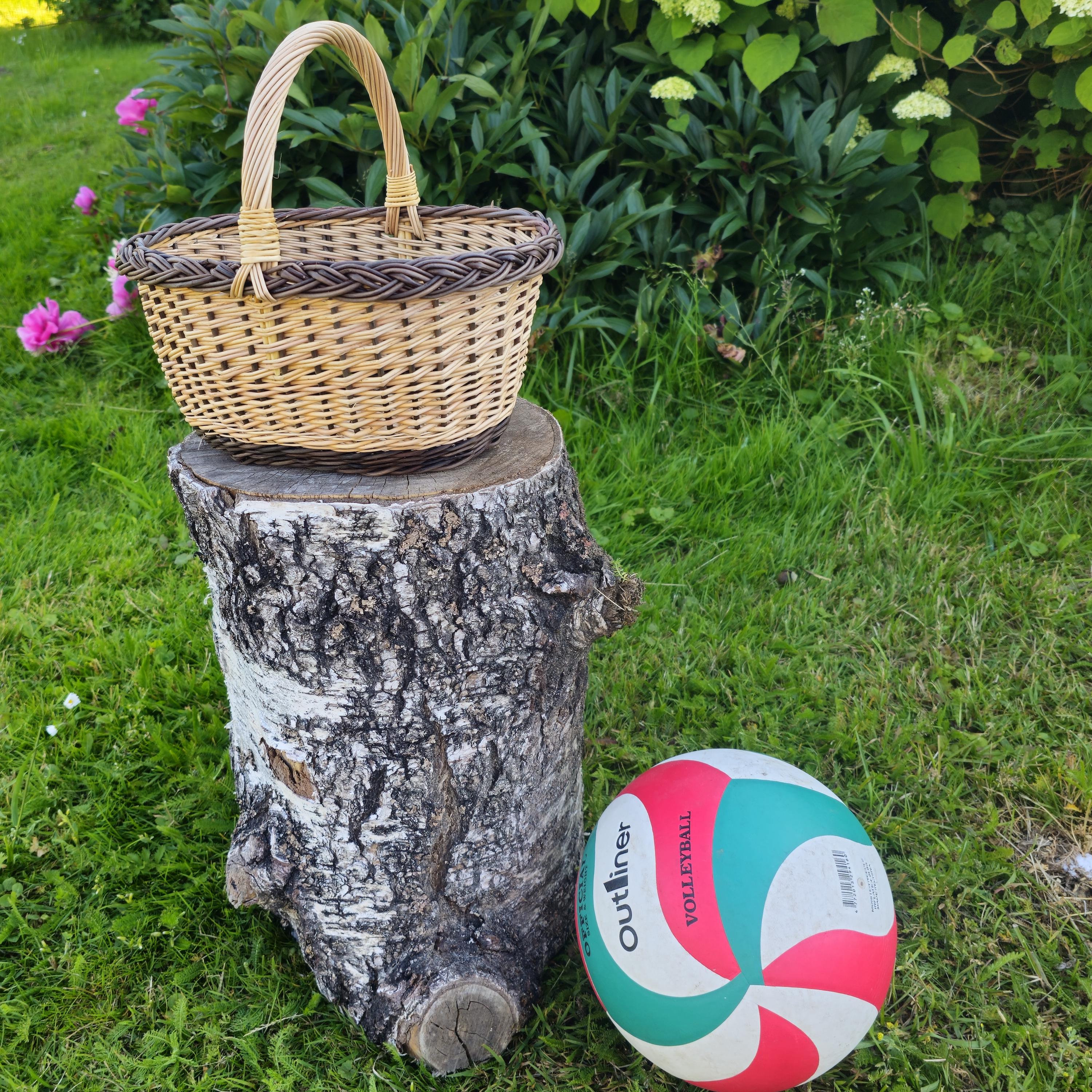 Handwoven Wicker Gathering Basket: Rustic Cottagecore Decor