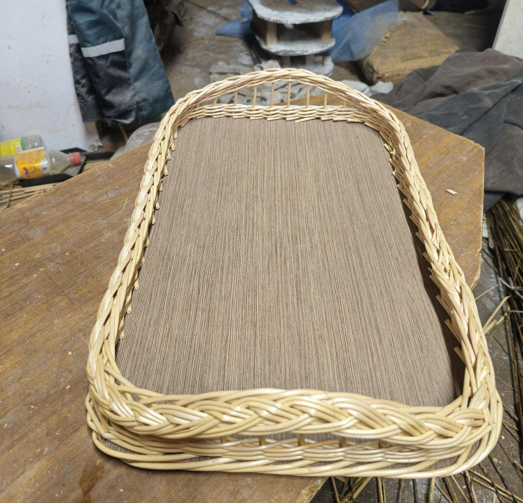 Handwoven Willow Wicker Tray: Rustic Table Centerpiece, Lithuanian Craft