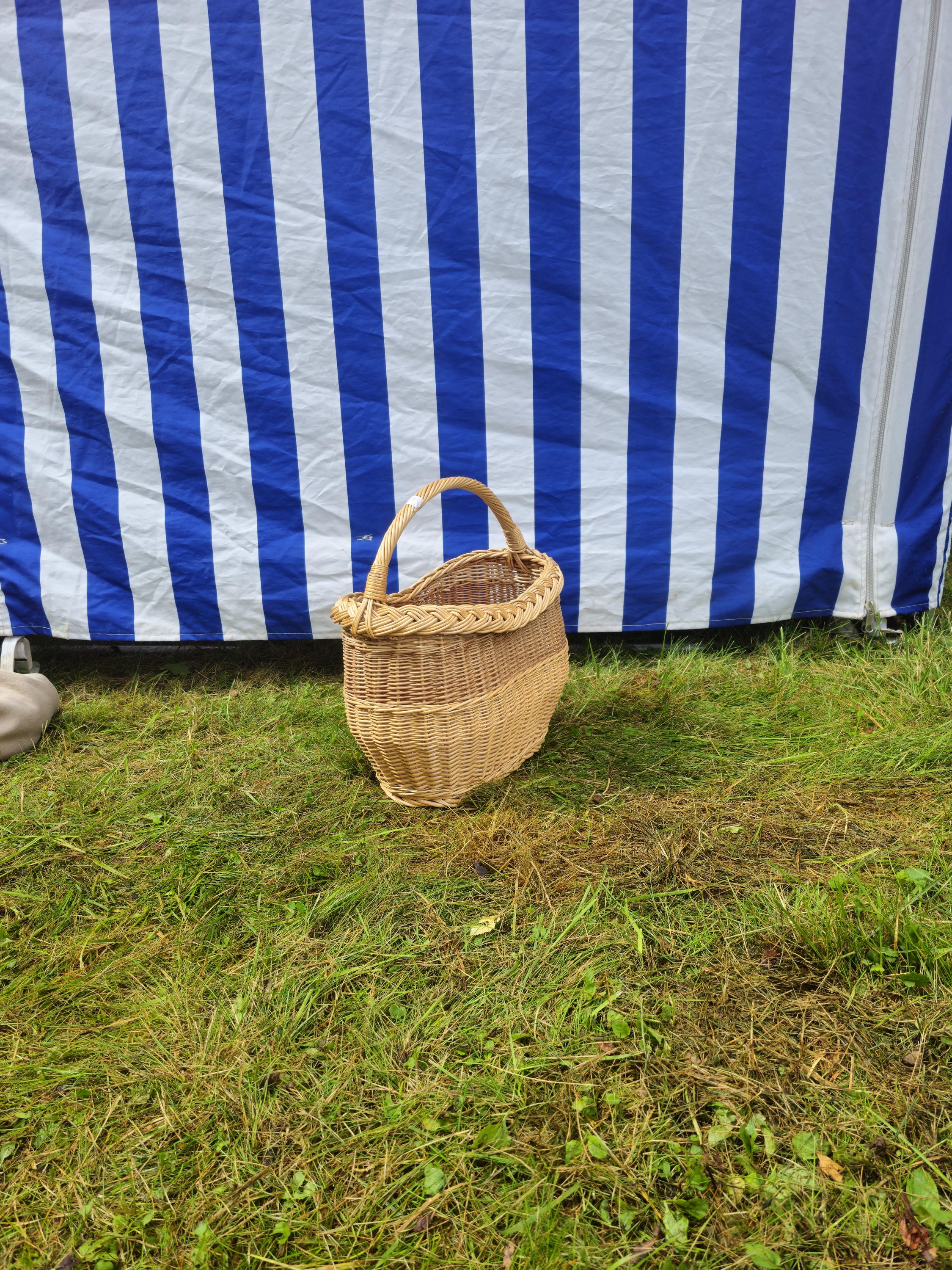 Wicker Oval Basket with Braided Rim – Small Handwoven Willow Basket