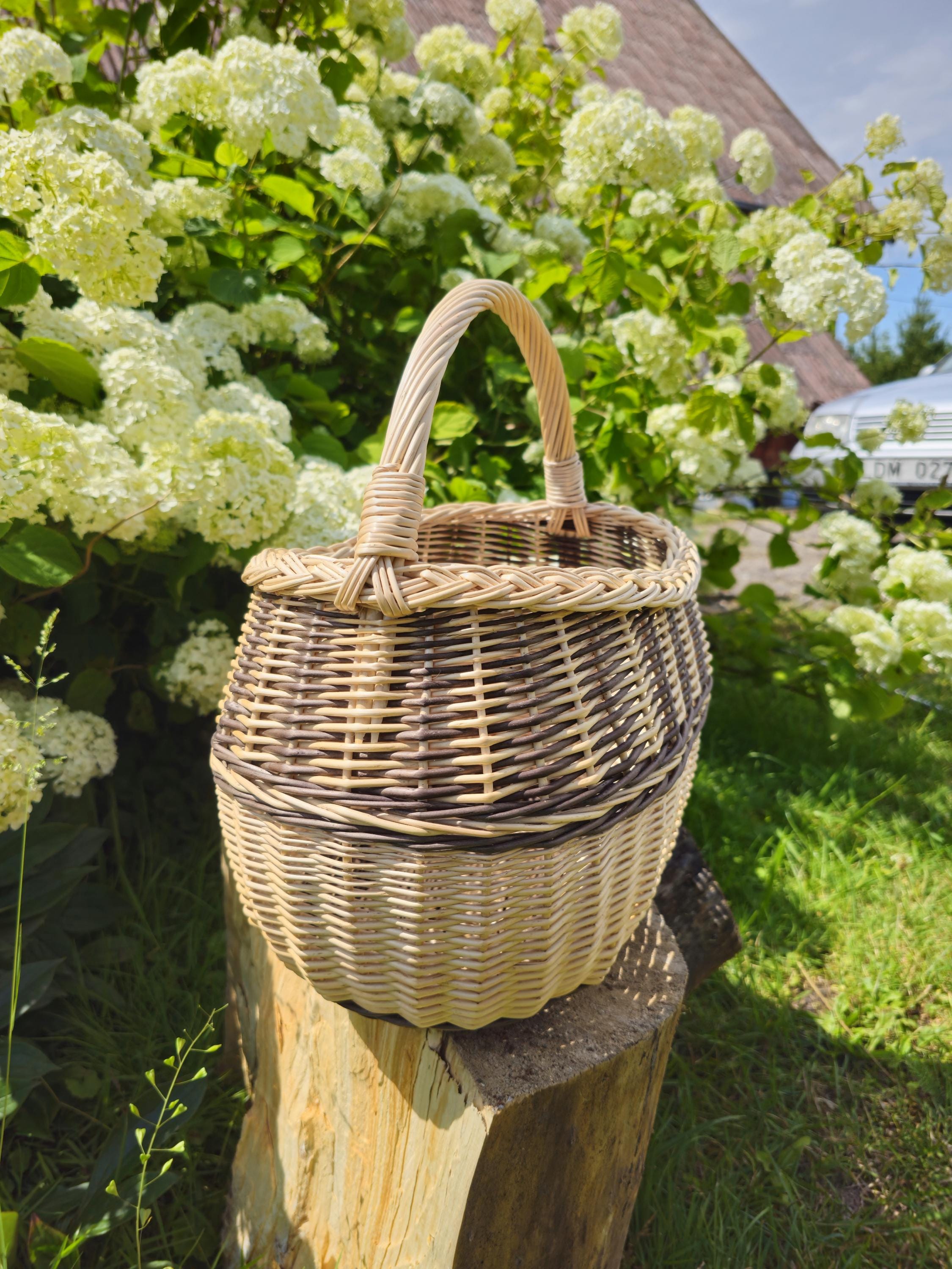 Rustic Decorative Wicker Basket – Small Handwoven Farmhouse Storage – Cottagecore Natural Home Decor