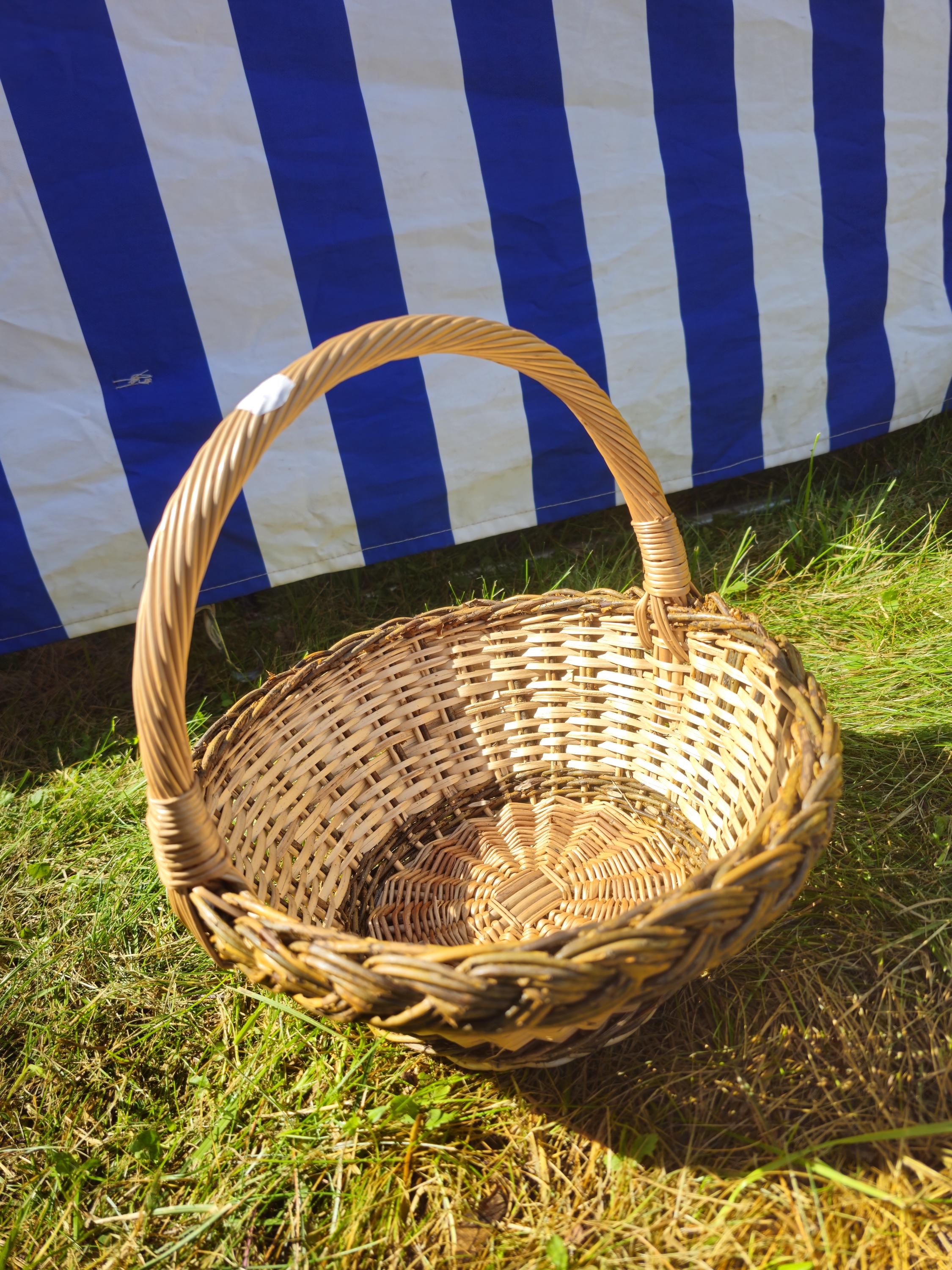 Wicker Basket with Sturdy Handle | Rustic Oval Willow Basket for Storage or Gifts