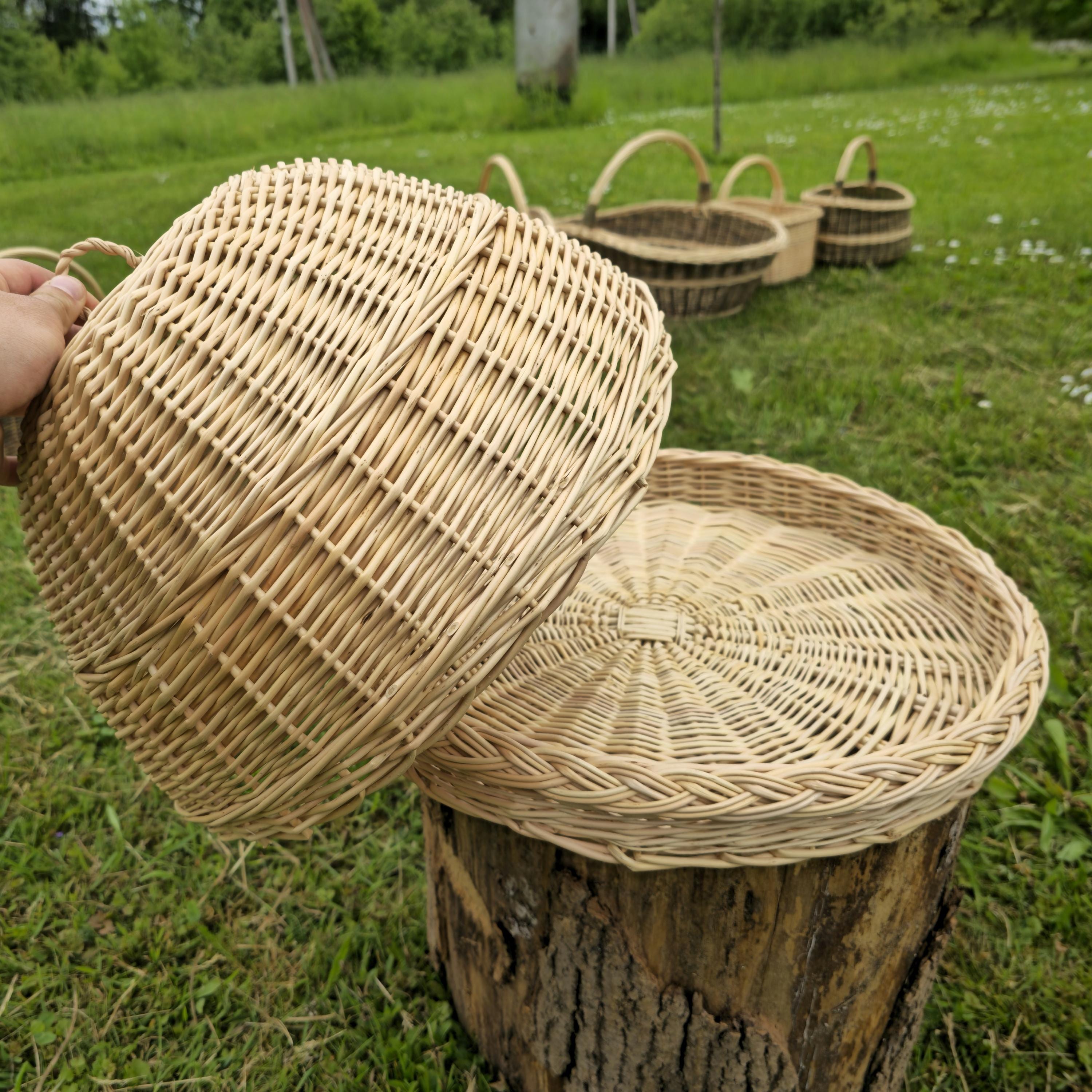 Handmade Wicker Food Cover with Tray: Rustic Farmhouse Kitchen Cloche