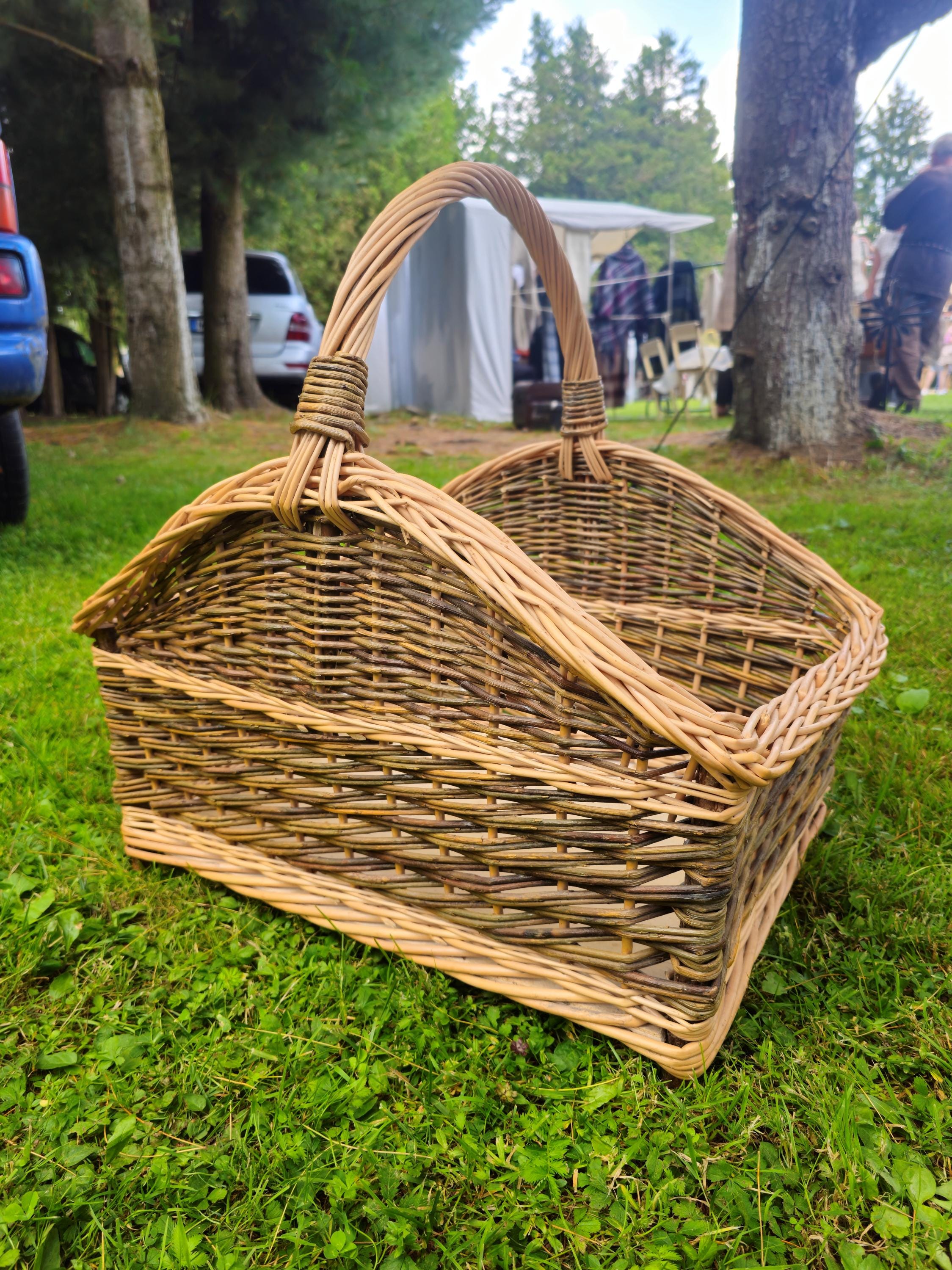 Large Handwoven Wicker Basket: Rustic Natural Willow Storage
