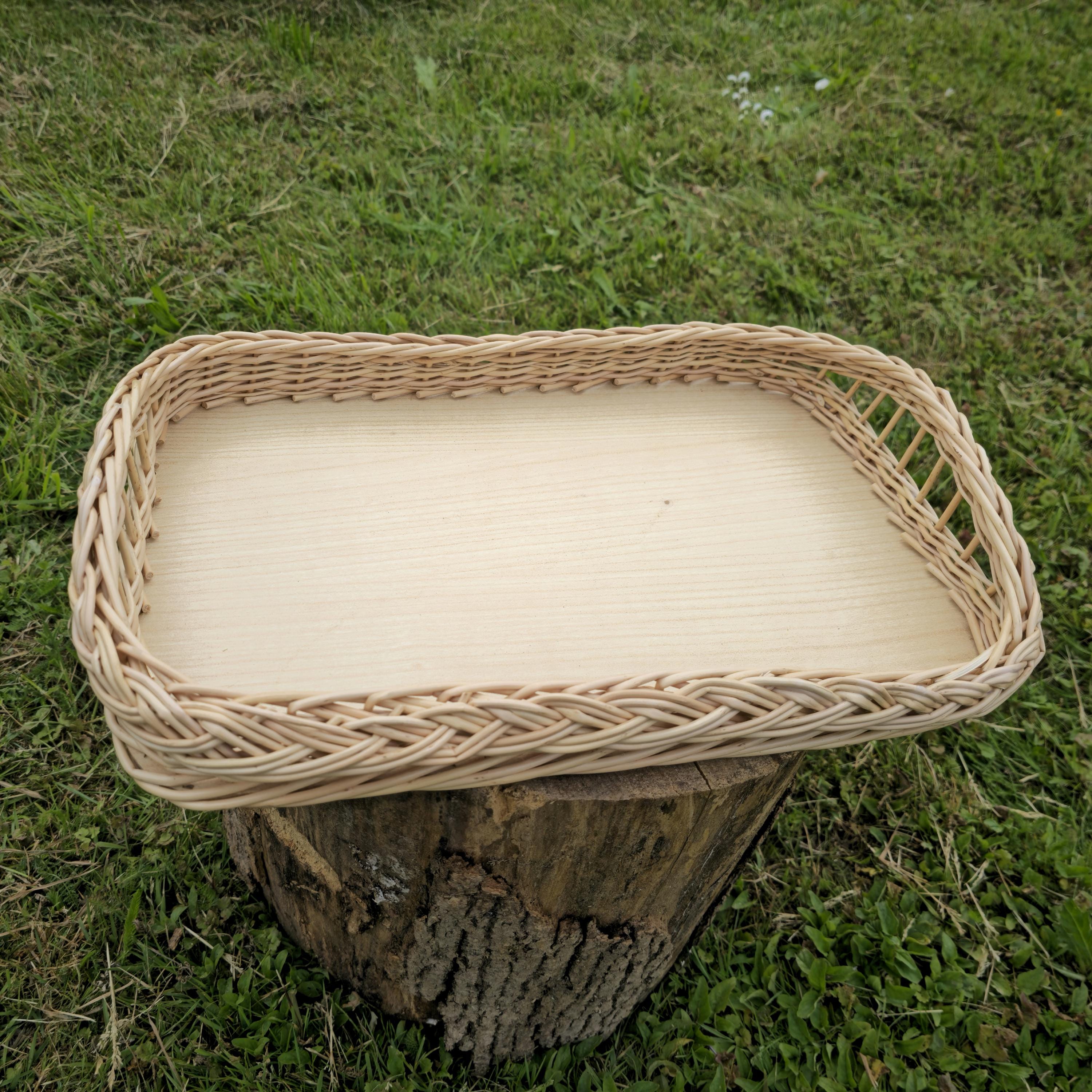 Handwoven Willow Wicker Tray: Rustic Table Centerpiece, Lithuanian Craft