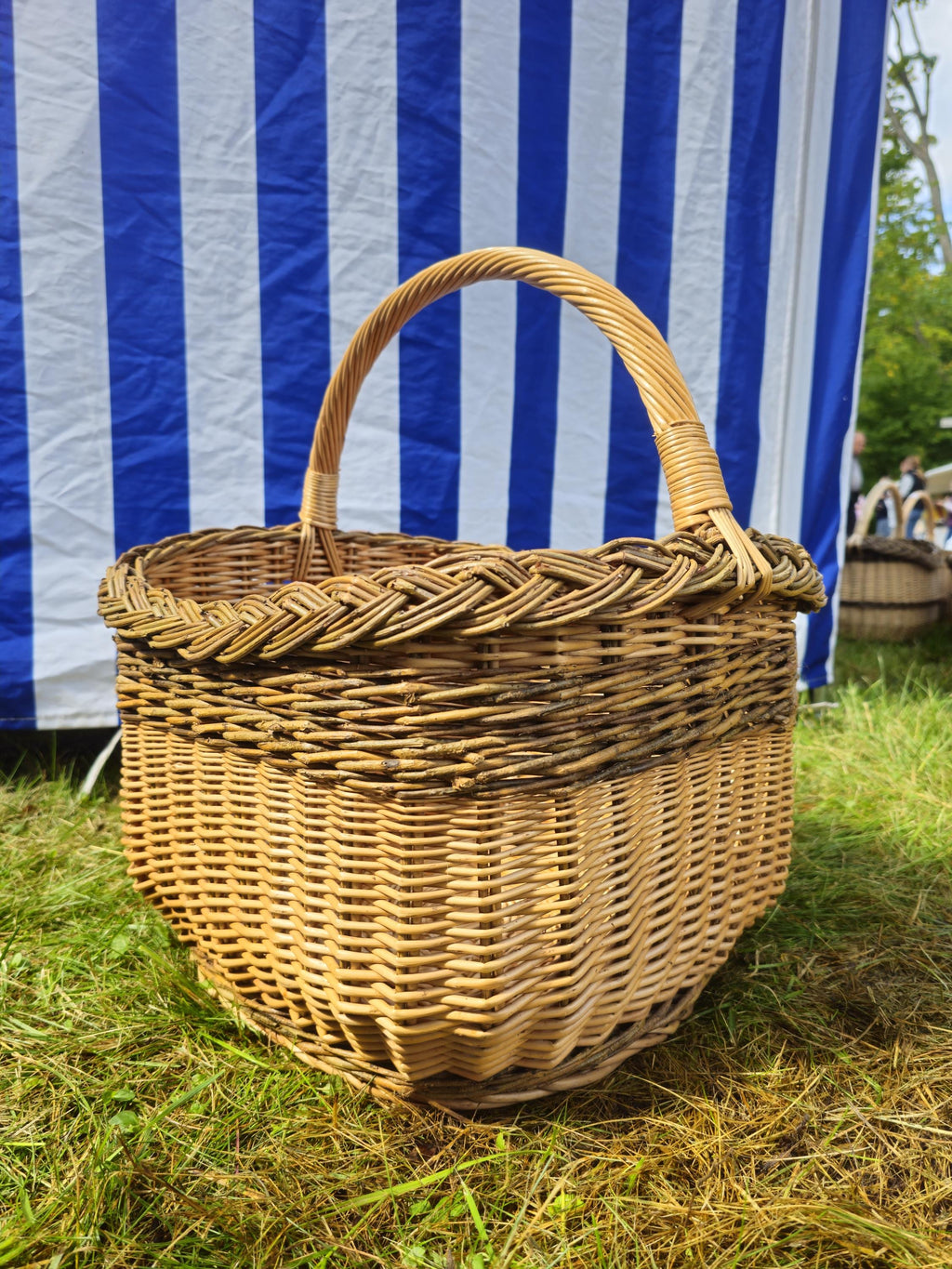 Wicker Mushroom Basket with Braided Rim – Handwoven Foraging Basket