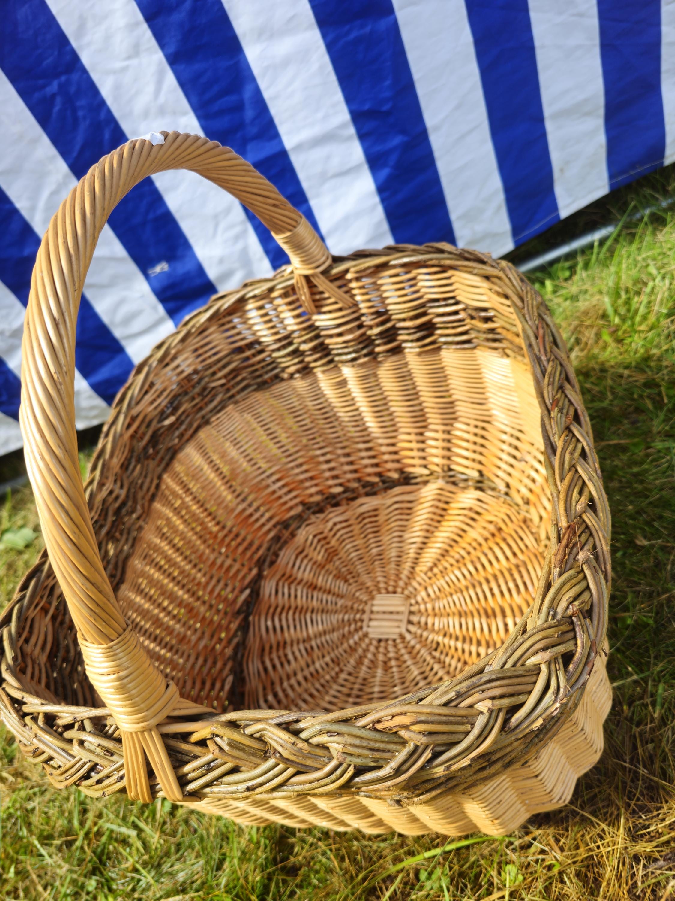 Wicker Mushroom Basket with Braided Rim – Handwoven Foraging Basket
