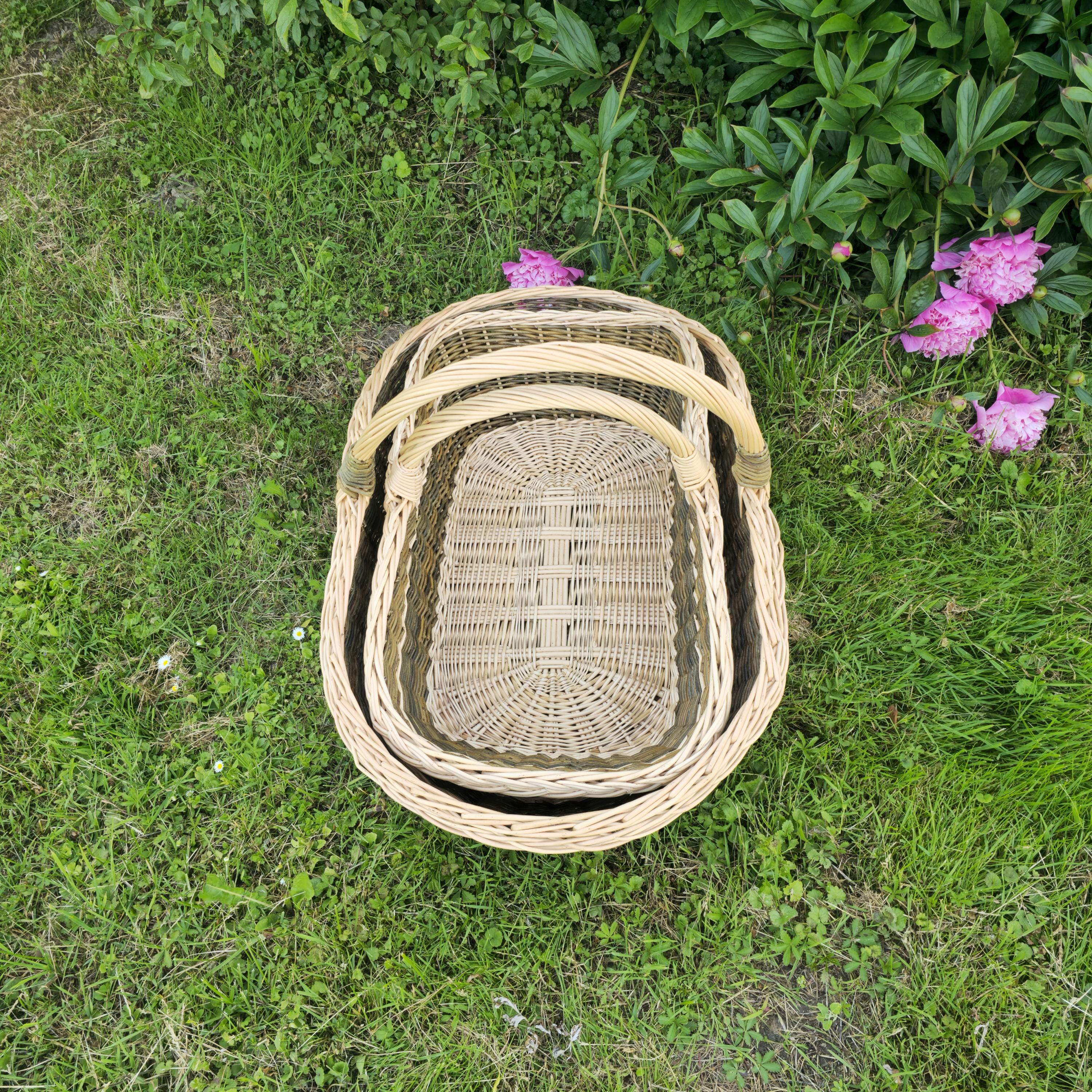Handwoven Willow Nesting Baskets: Rustic Lithuanian Home Decor, Set of 2