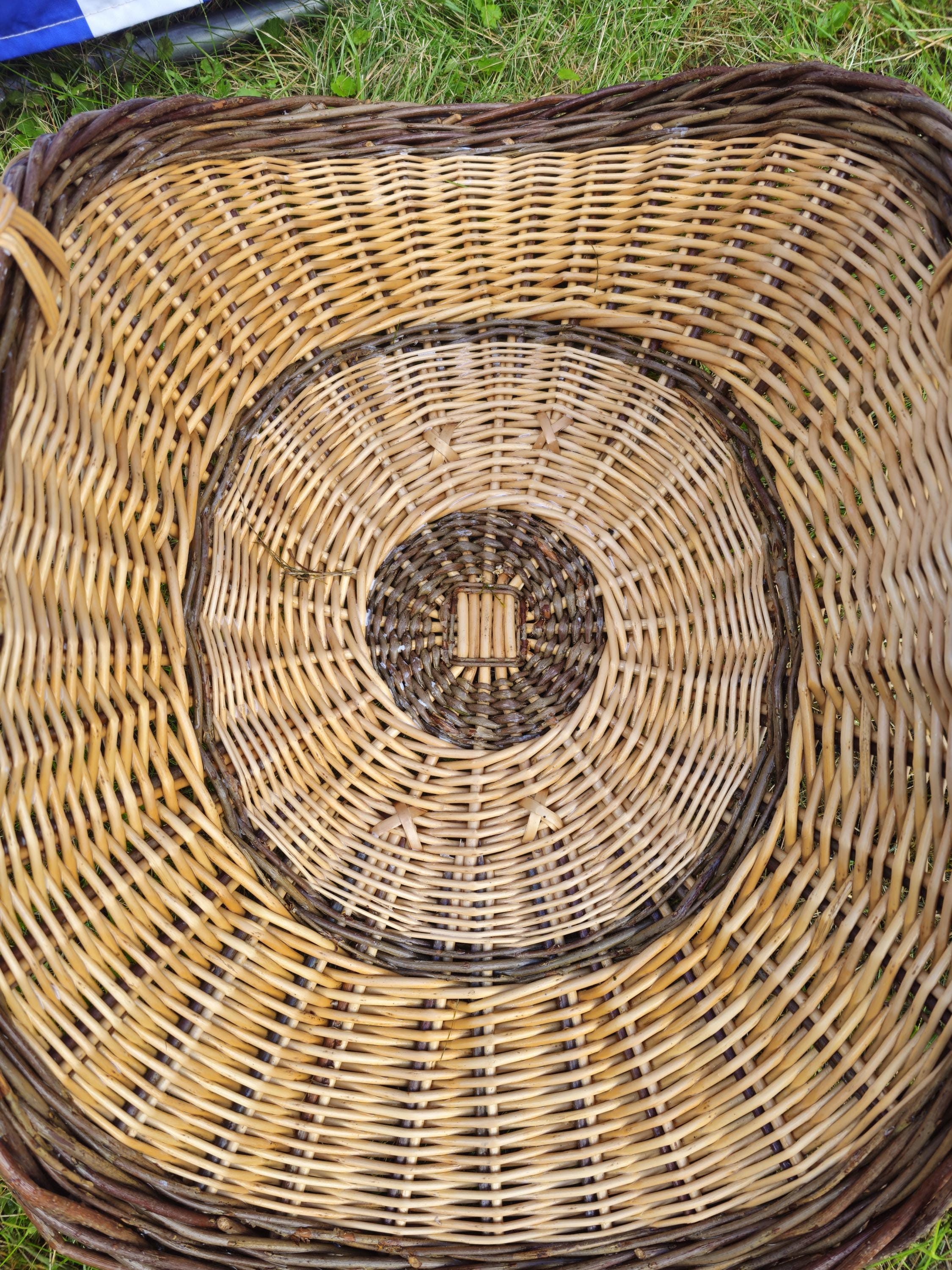 Wicker Flower Basket with Arched Handle – Handwoven Display Basket