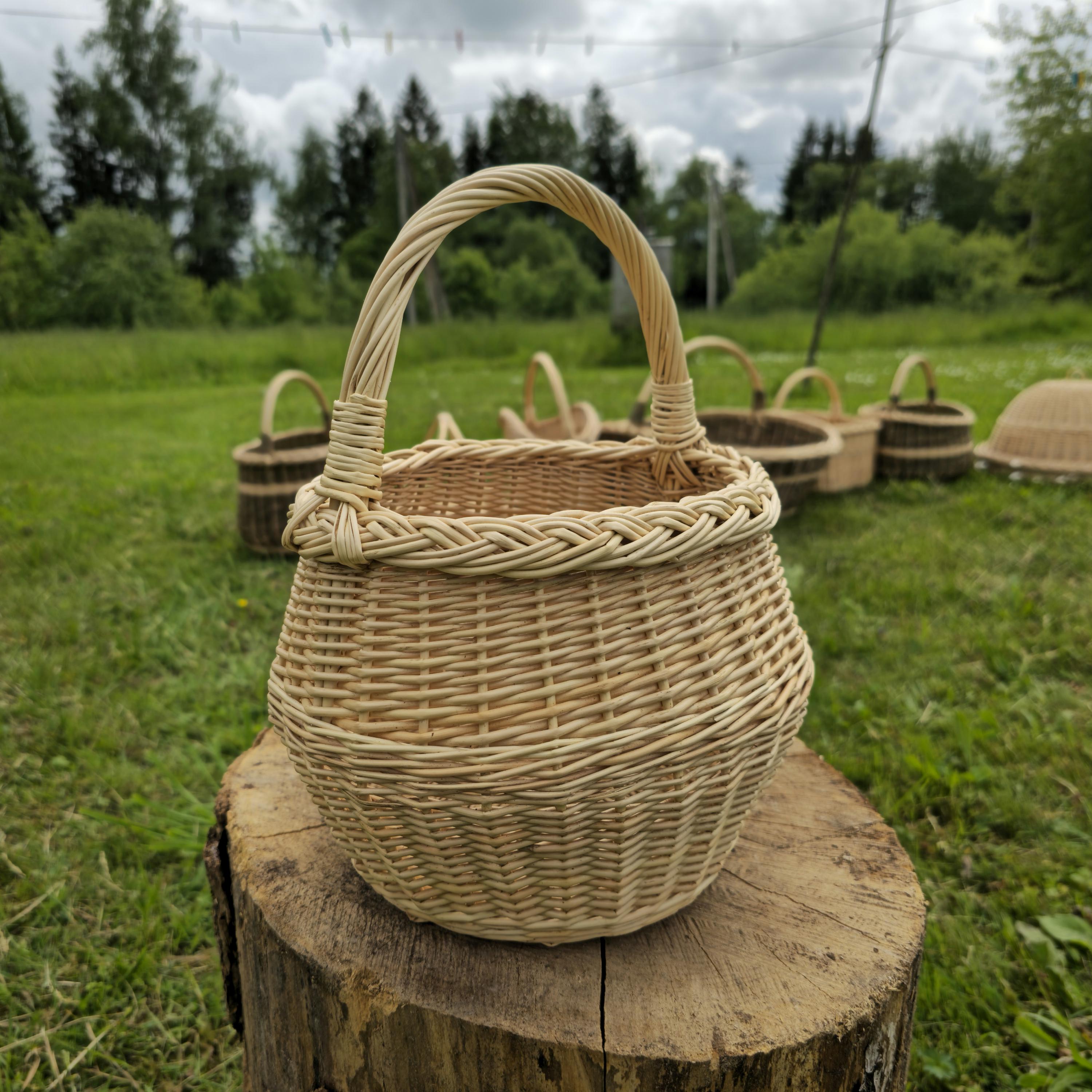 Small Wicker Basket: Handmade Willow Foraging Basket with Handle