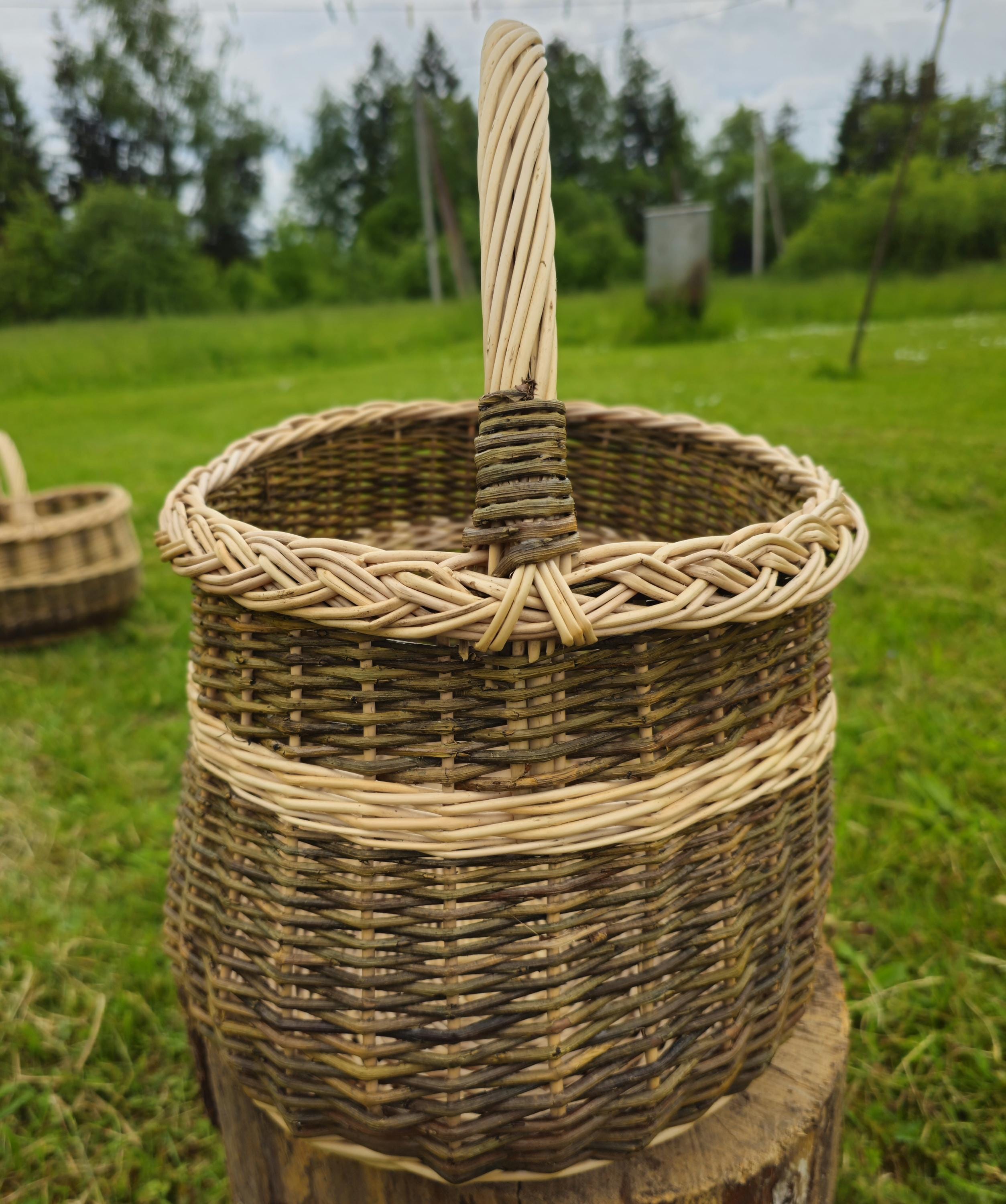 Handwoven Willow Basket: Rustic Wicker Storage, Lithuanian Craft