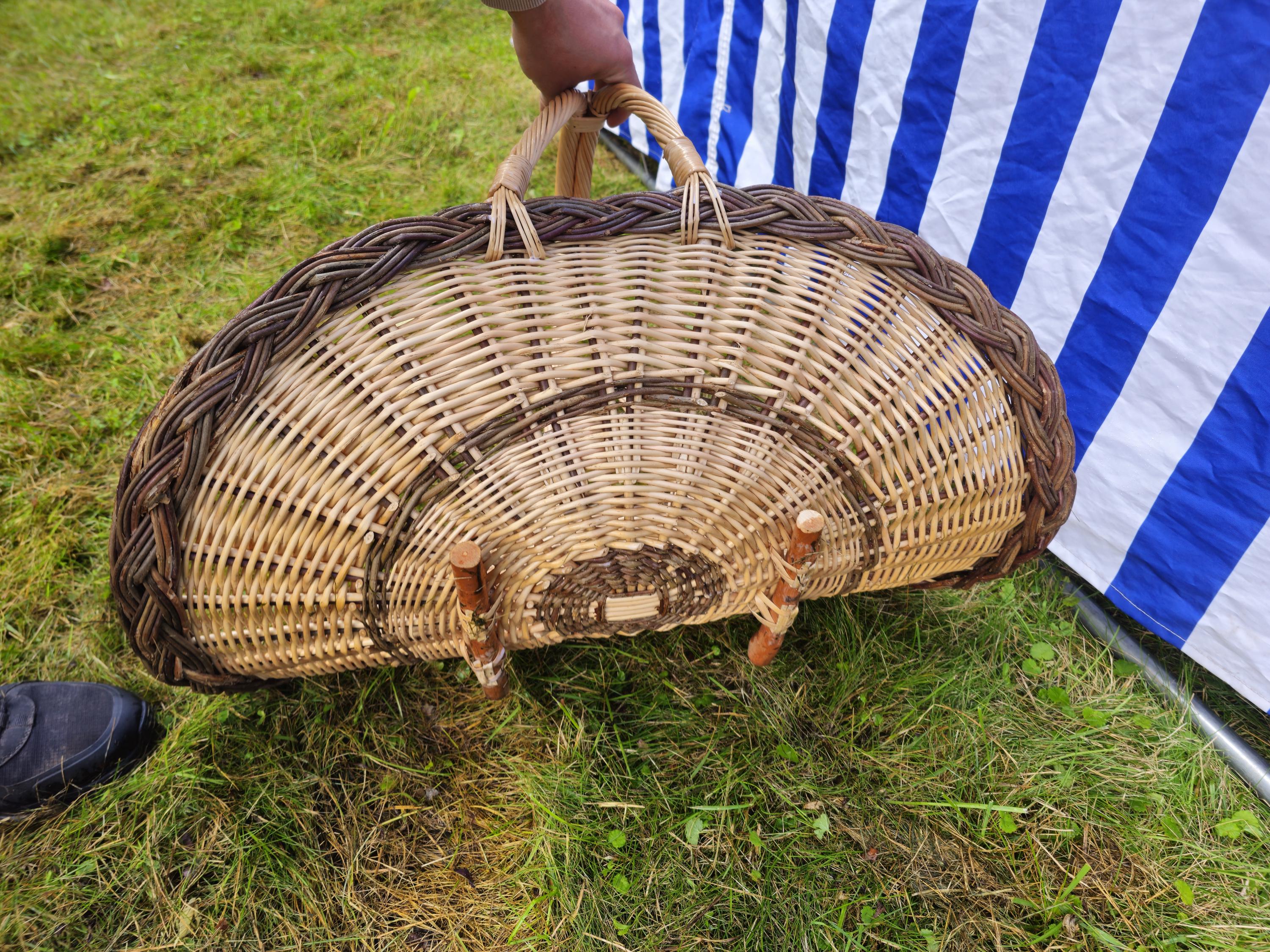 Wicker Flower Basket with Arched Handle – Handwoven Display Basket