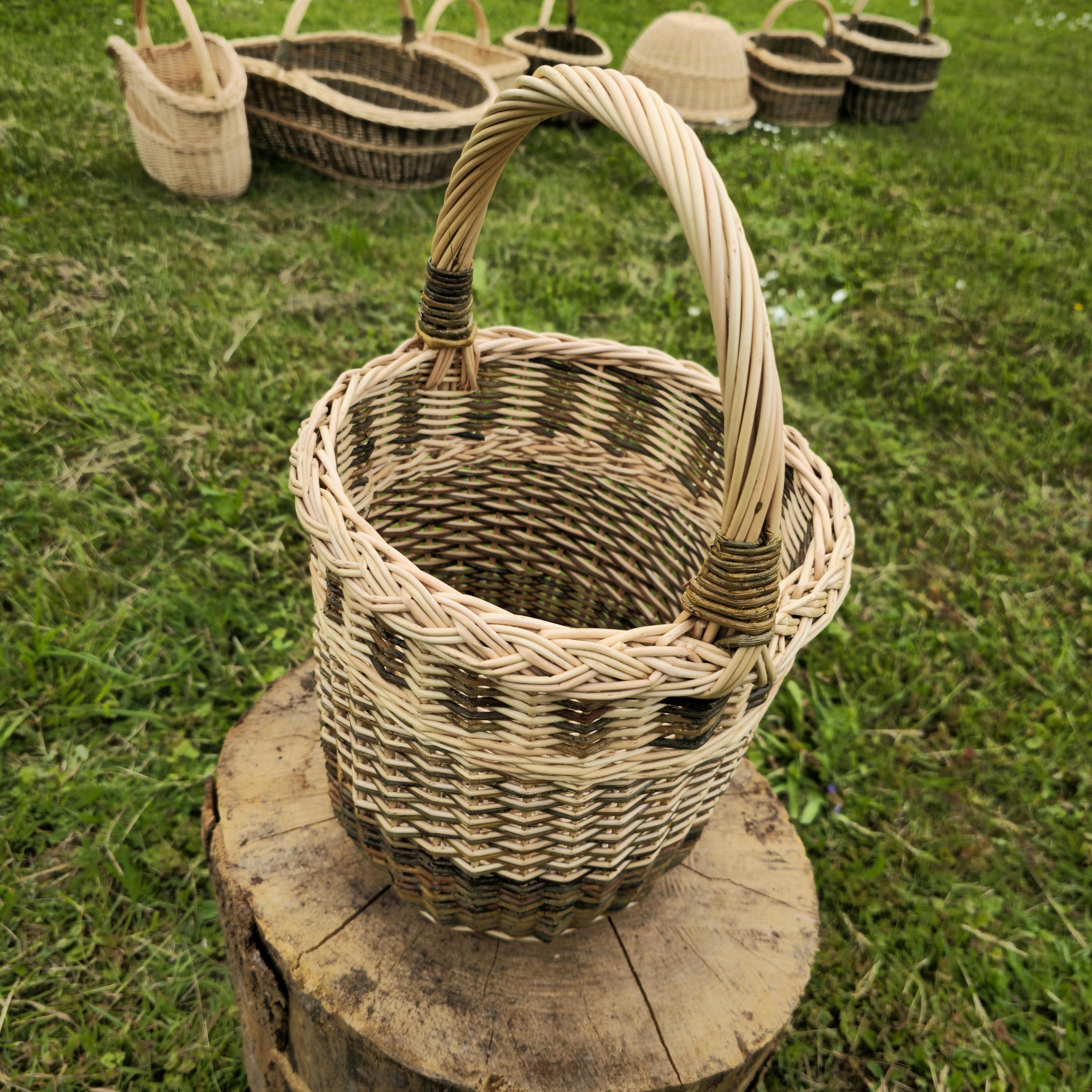 Tall Wicker Basket: Handmade Rustic Willow Flower Gathering Basket