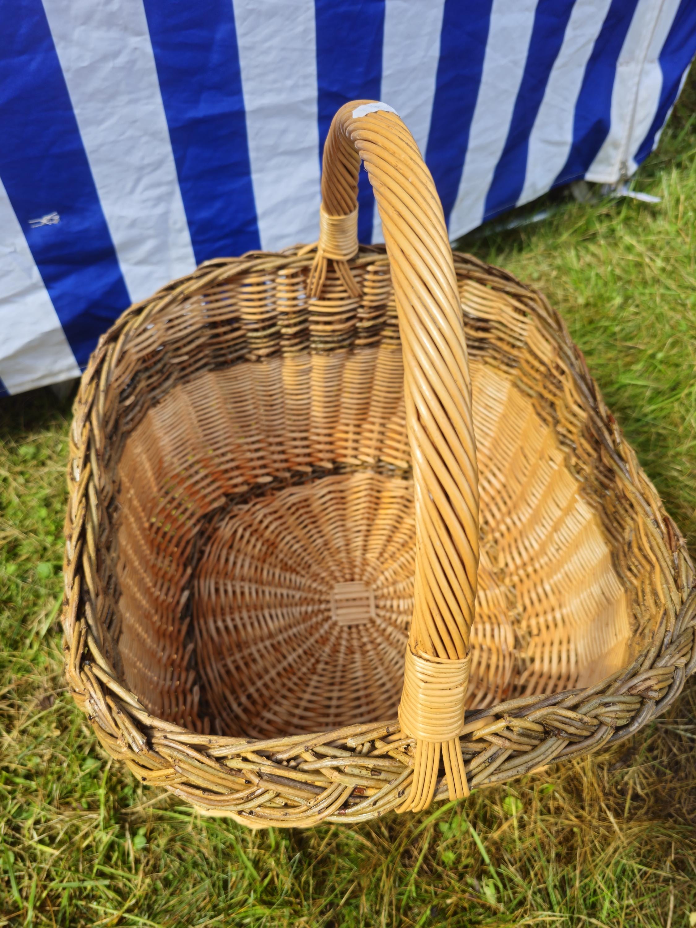 Wicker Mushroom Basket with Braided Rim – Handwoven Foraging Basket