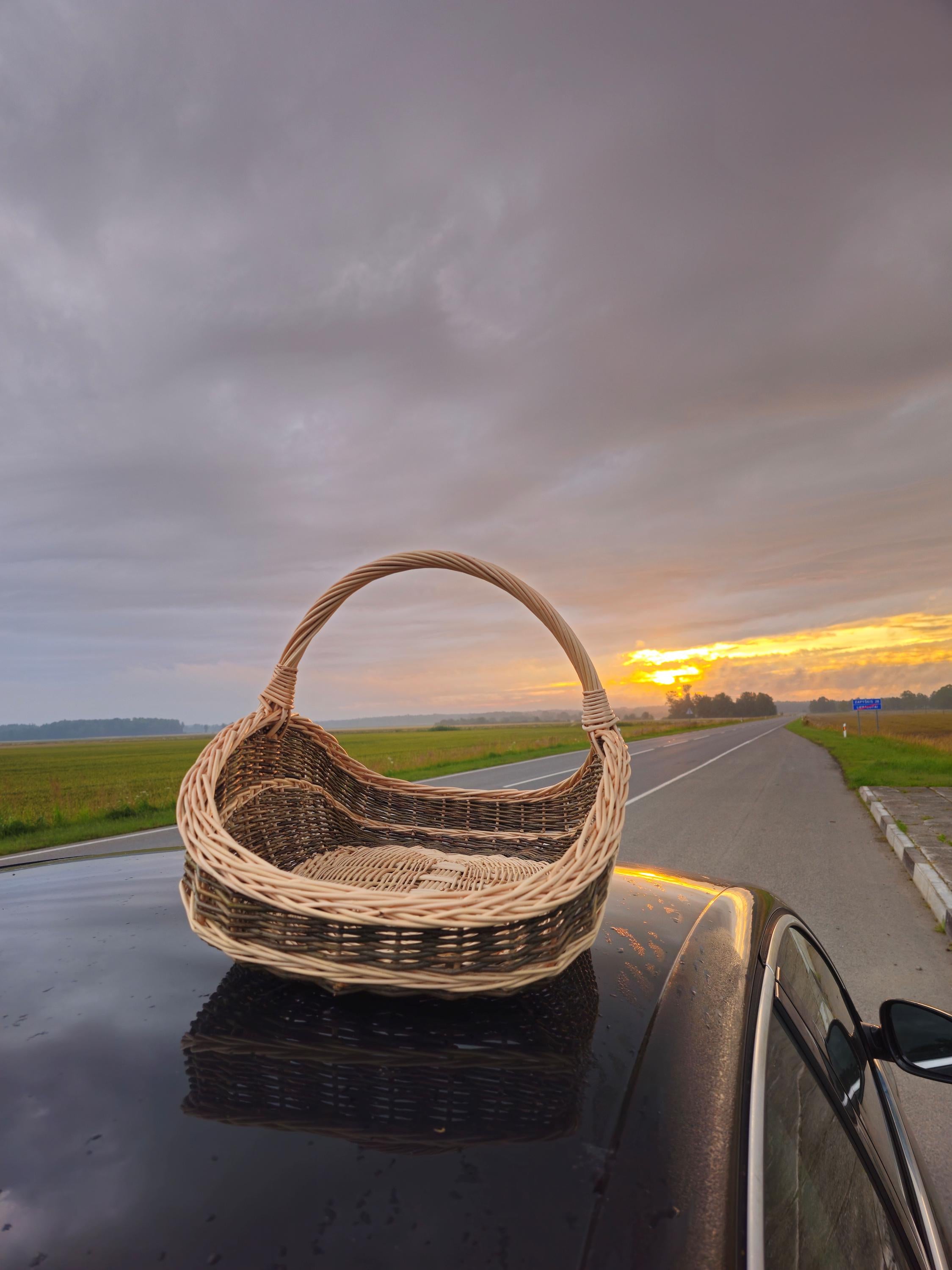 Extra-large Wicker Basket | Two-Tone Willow Trug for Foraging & Flower Gathering | Rustic Farmhouse Decoration
