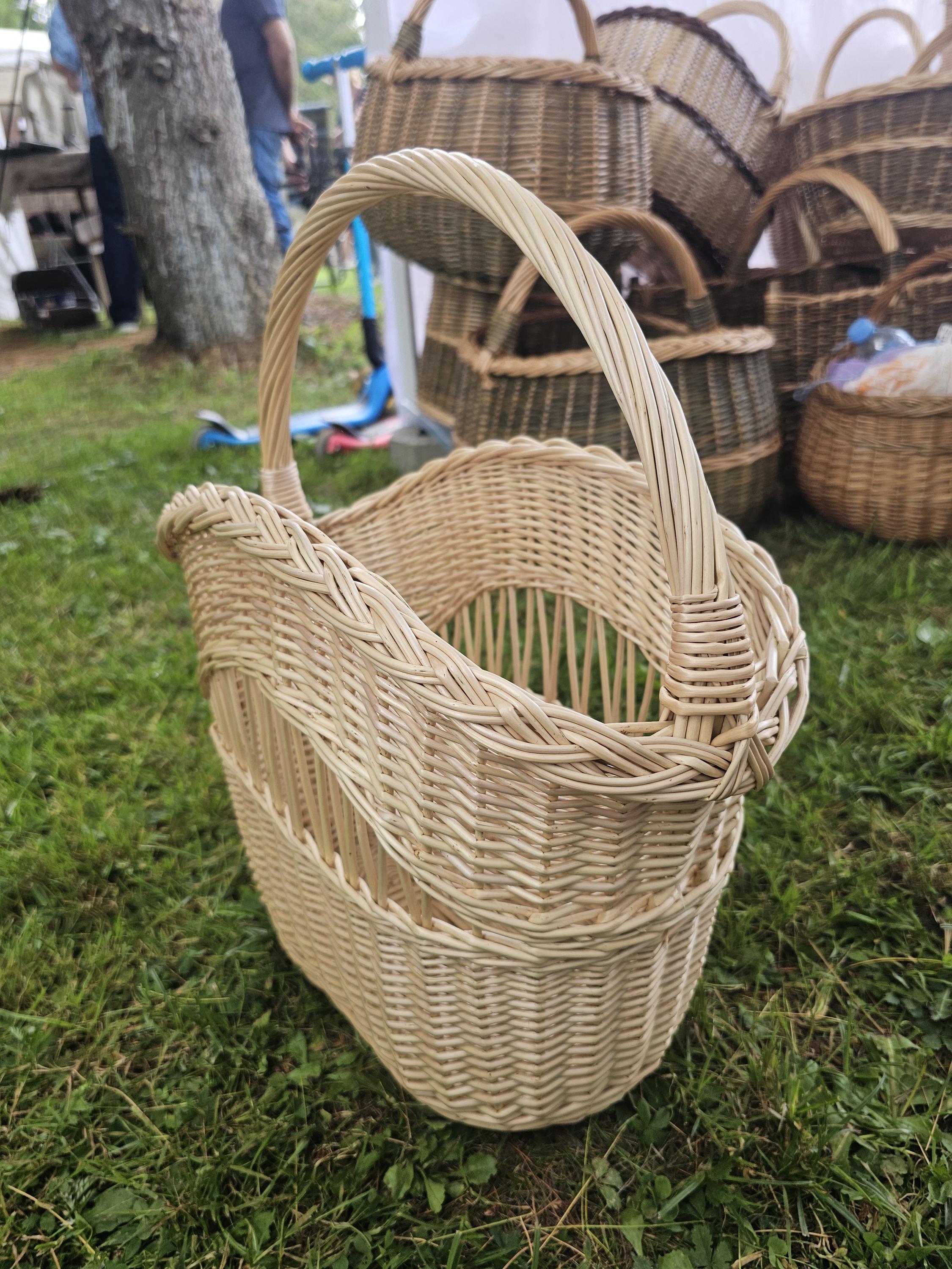 Decorative Wicker Basket, Asymmetrical Entryway & Storage Basket, Rustic Farmhouse Centerpiece, Handwoven in Lithuania