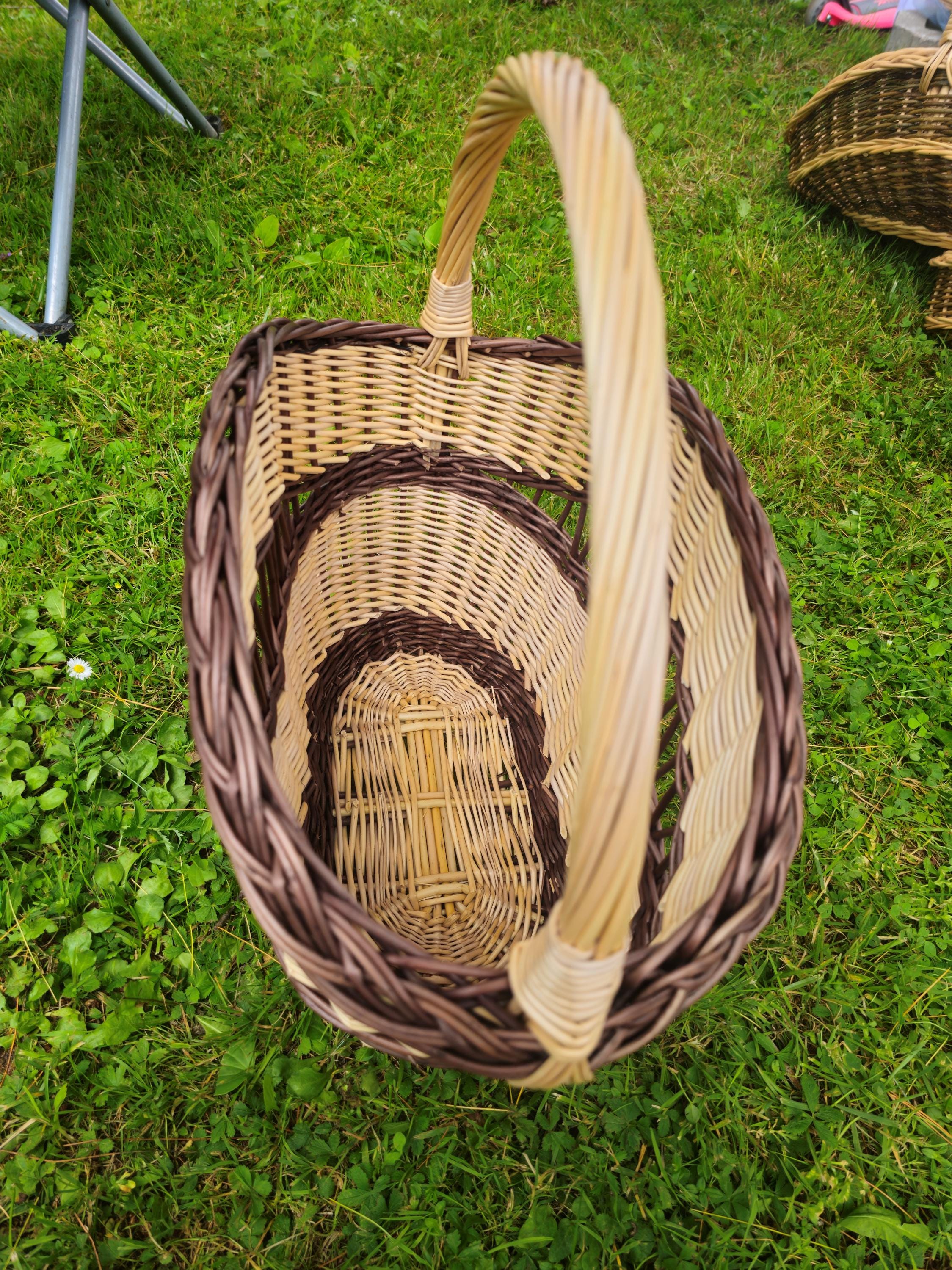 Decorative Wicker Basket, Asymmetrical Entryway & Storage Basket, Rustic Farmhouse Centerpiece, Handwoven in Lithuania