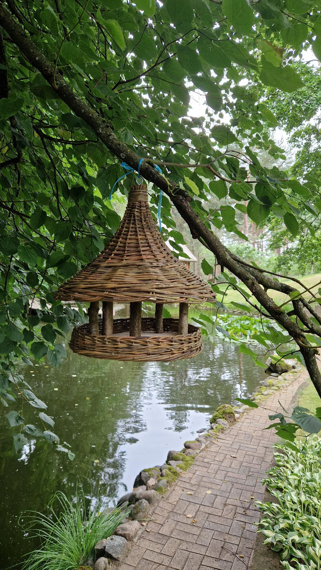 Handwoven Wicker Bird Feeder | Rustic Hanging Garden Art | Natural Wicker Shelter | Handmade Lithuanian Craft