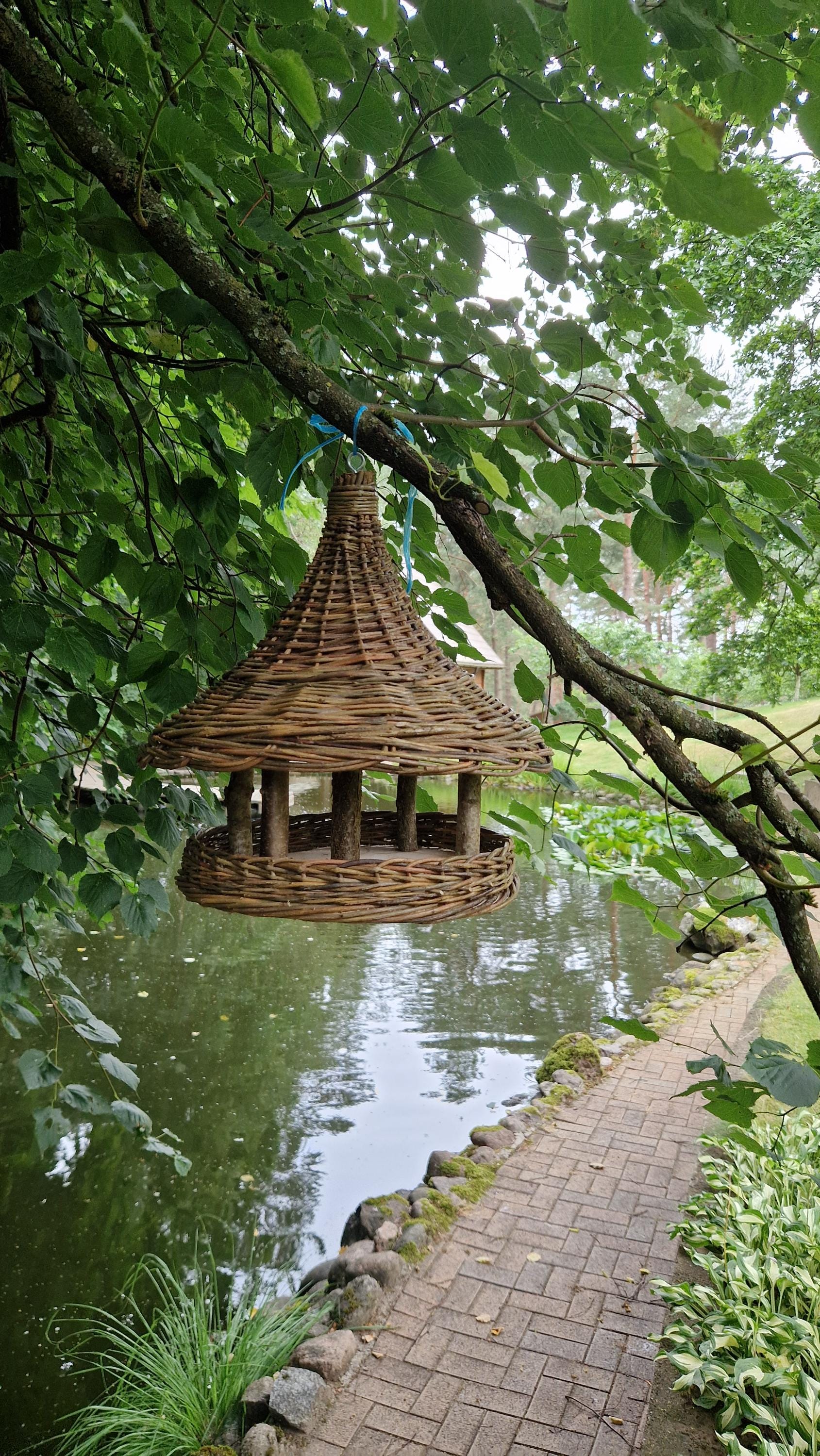 Handwoven Wicker Bird Feeder | Rustic Hanging Garden Art | Natural Wicker Shelter | Handmade Lithuanian Craft