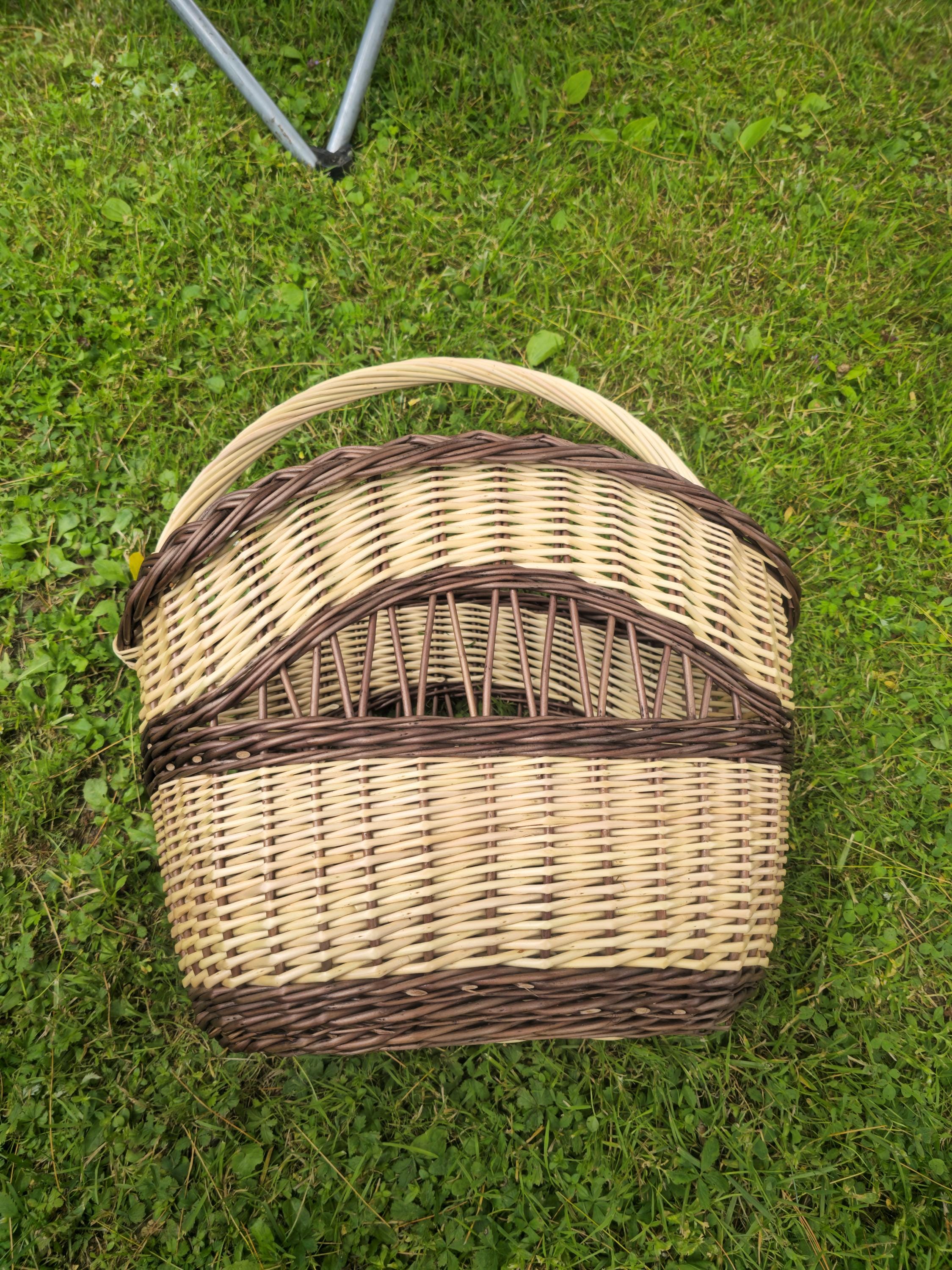 Decorative Wicker Basket, Asymmetrical Entryway & Storage Basket, Rustic Farmhouse Centerpiece, Handwoven in Lithuania