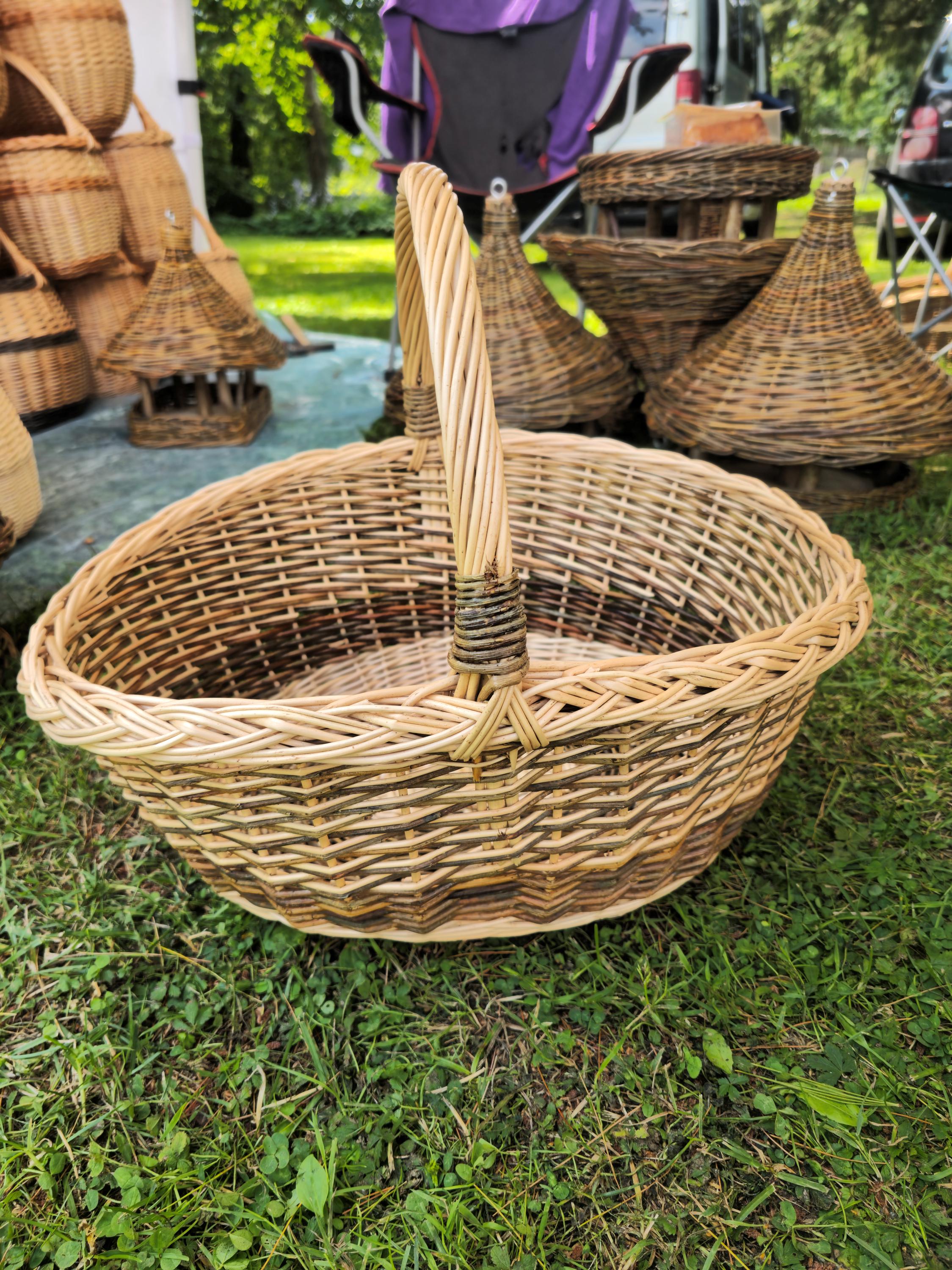 Large Wicker Basket with Sturdy Handle – Large Handmade Decorative Storage