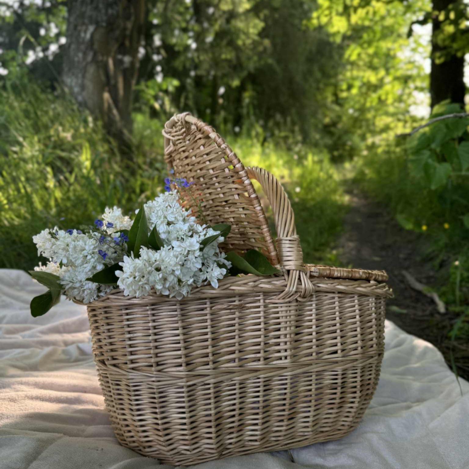 Large Wicker Picnic Basket: Handmade Willow Cottagecore Basket