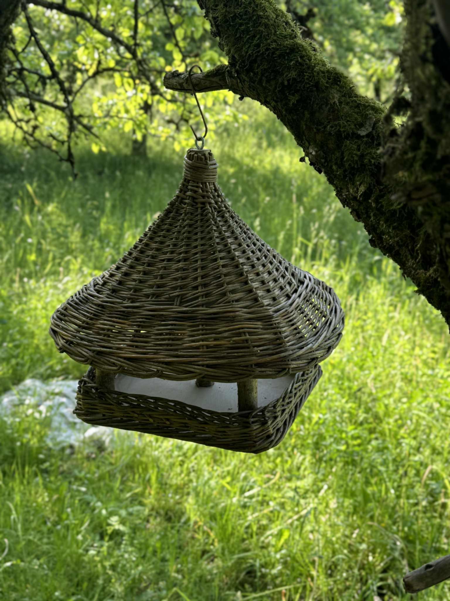 Handwoven Wicker Bird Feeder | Rustic Hanging Garden Art | Natural Wicker Shelter | Handmade Lithuanian Craft