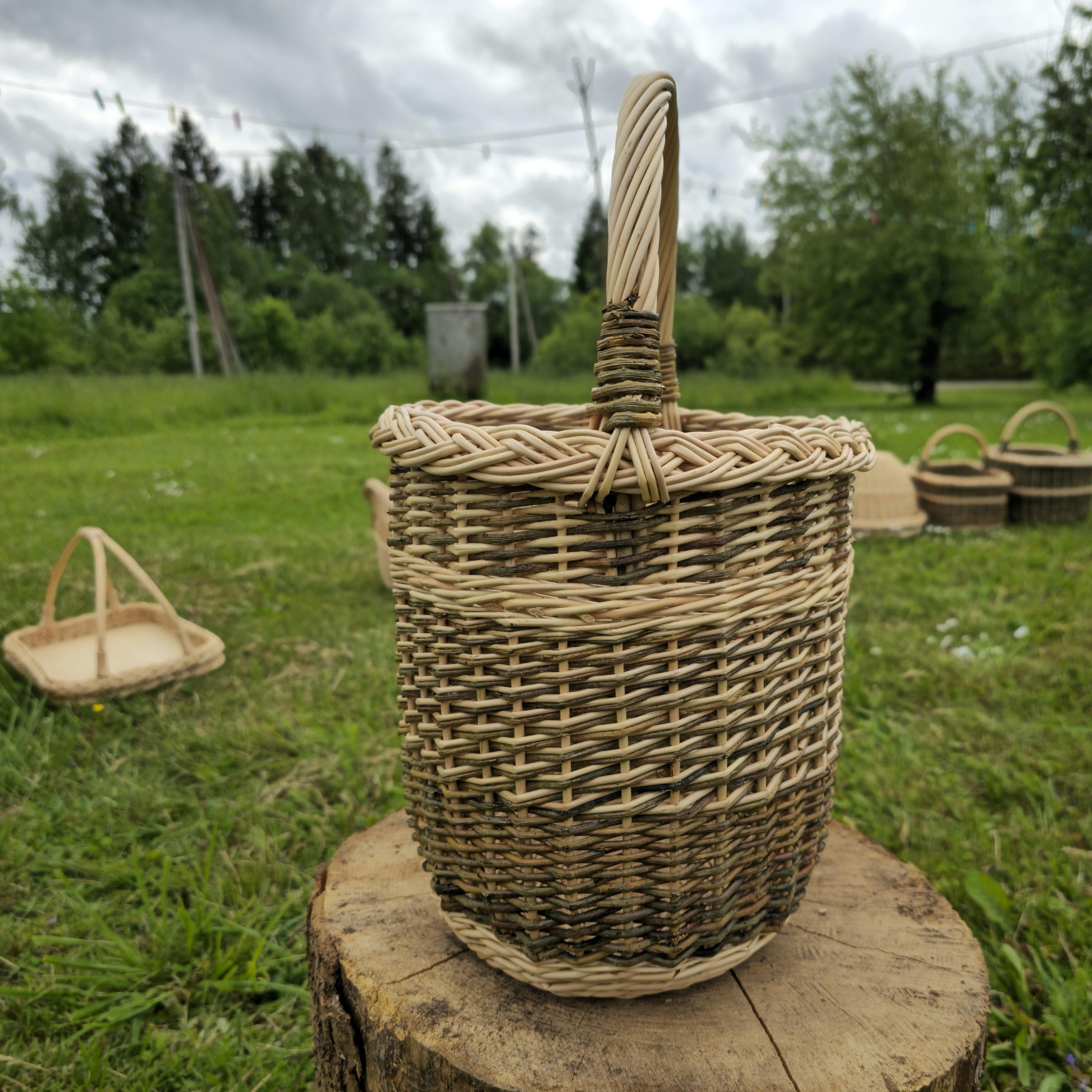 Tall Wicker Basket: Handmade Rustic Willow Flower Gathering Basket