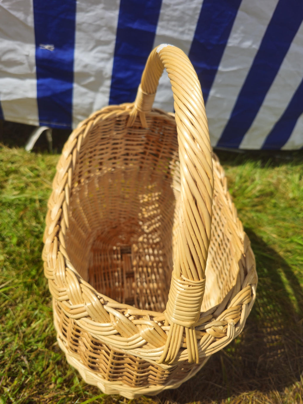 Wicker Basket with Braided Rim – Handwoven Rustic Willow Basket