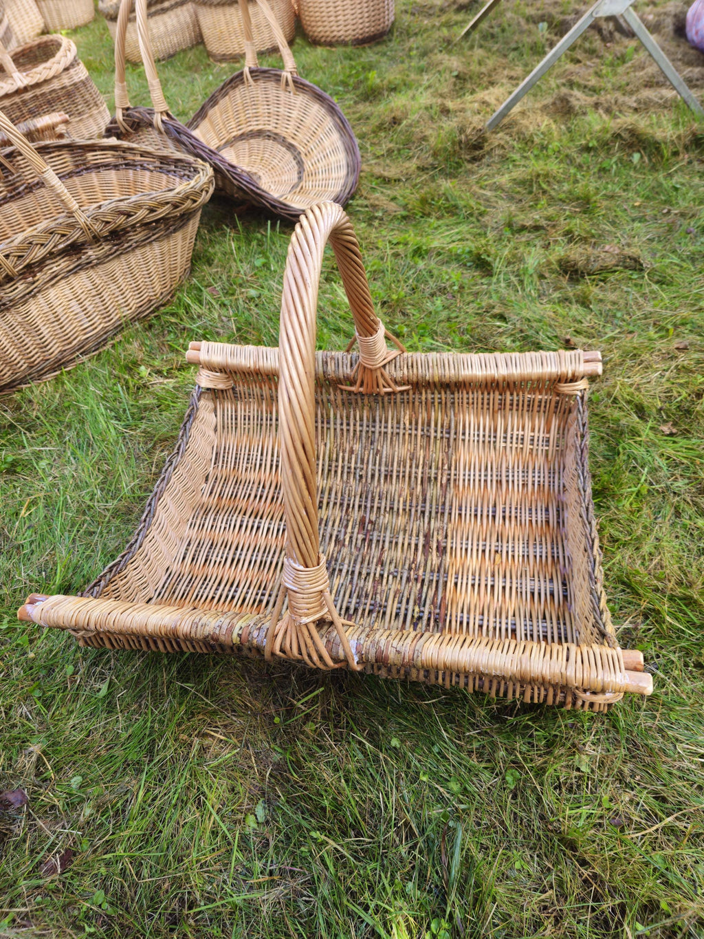 Extra-Large Rustic Wicker Harvest Basket – Handwoven in Lithuania | Garden, Firewood & Decor