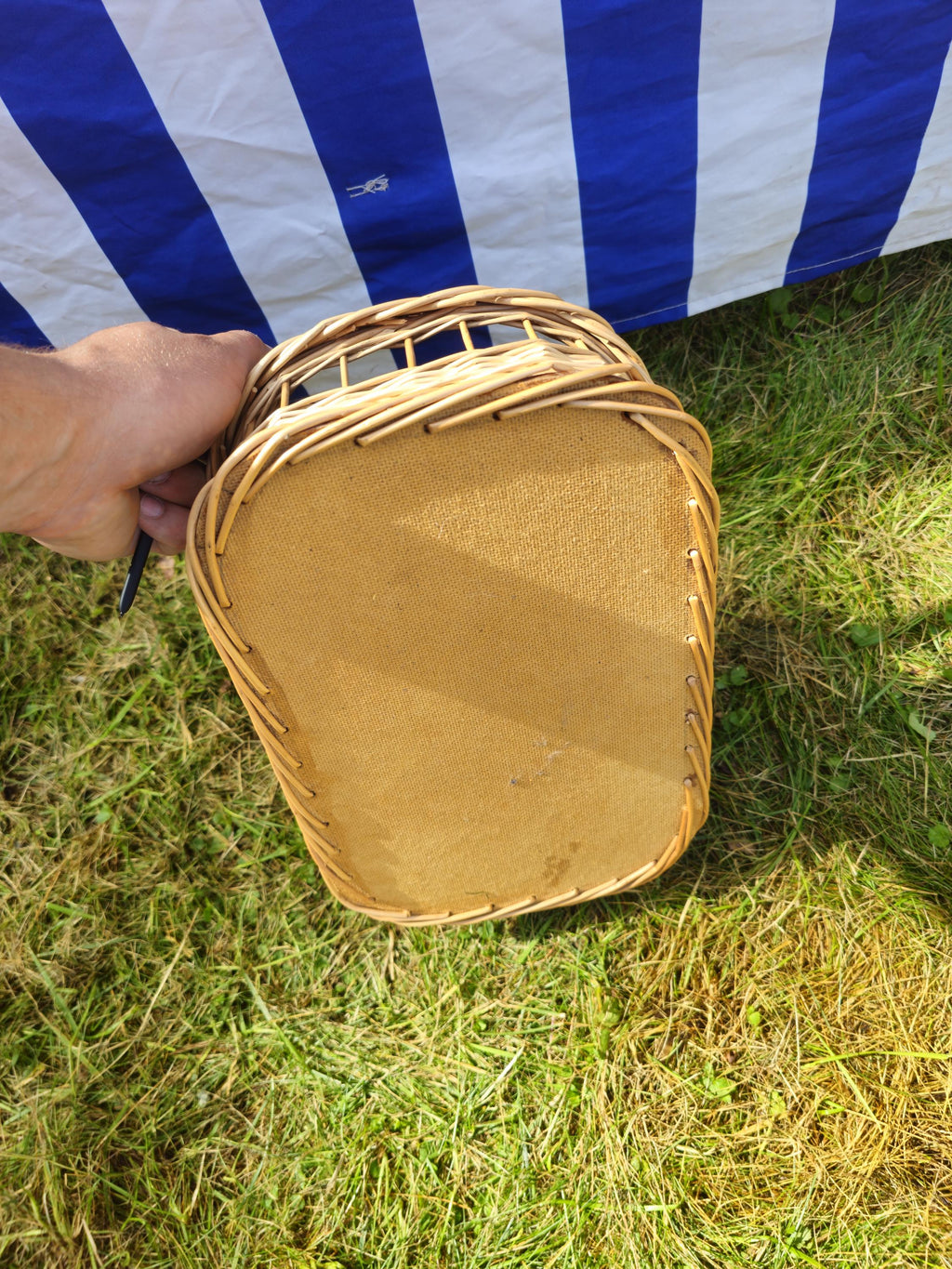 Wicker Serving Tray with Wooden Base – Handwoven Rectangular Basket