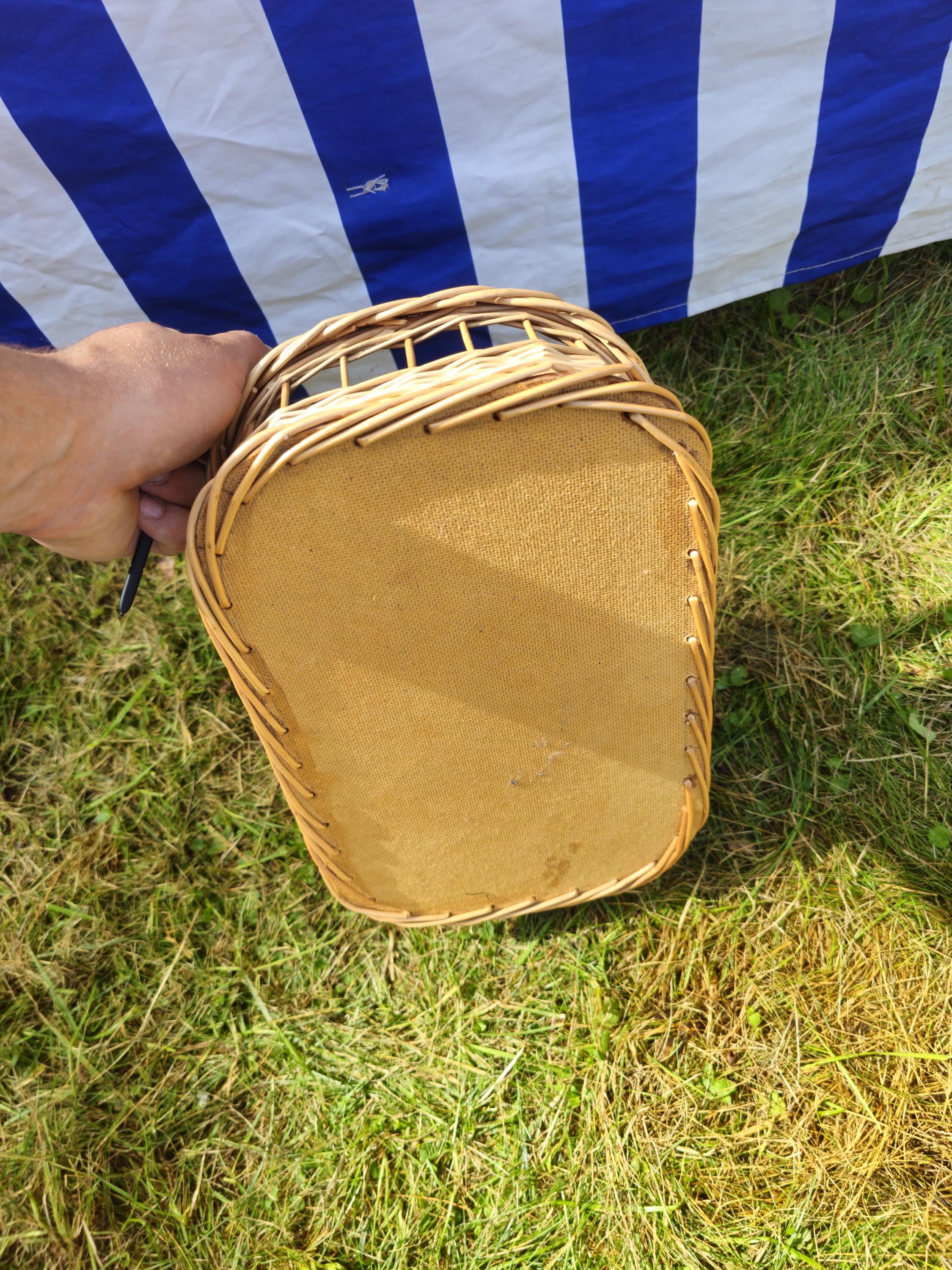 Wicker Serving Tray with Wooden Base – Handwoven Rectangular Basket