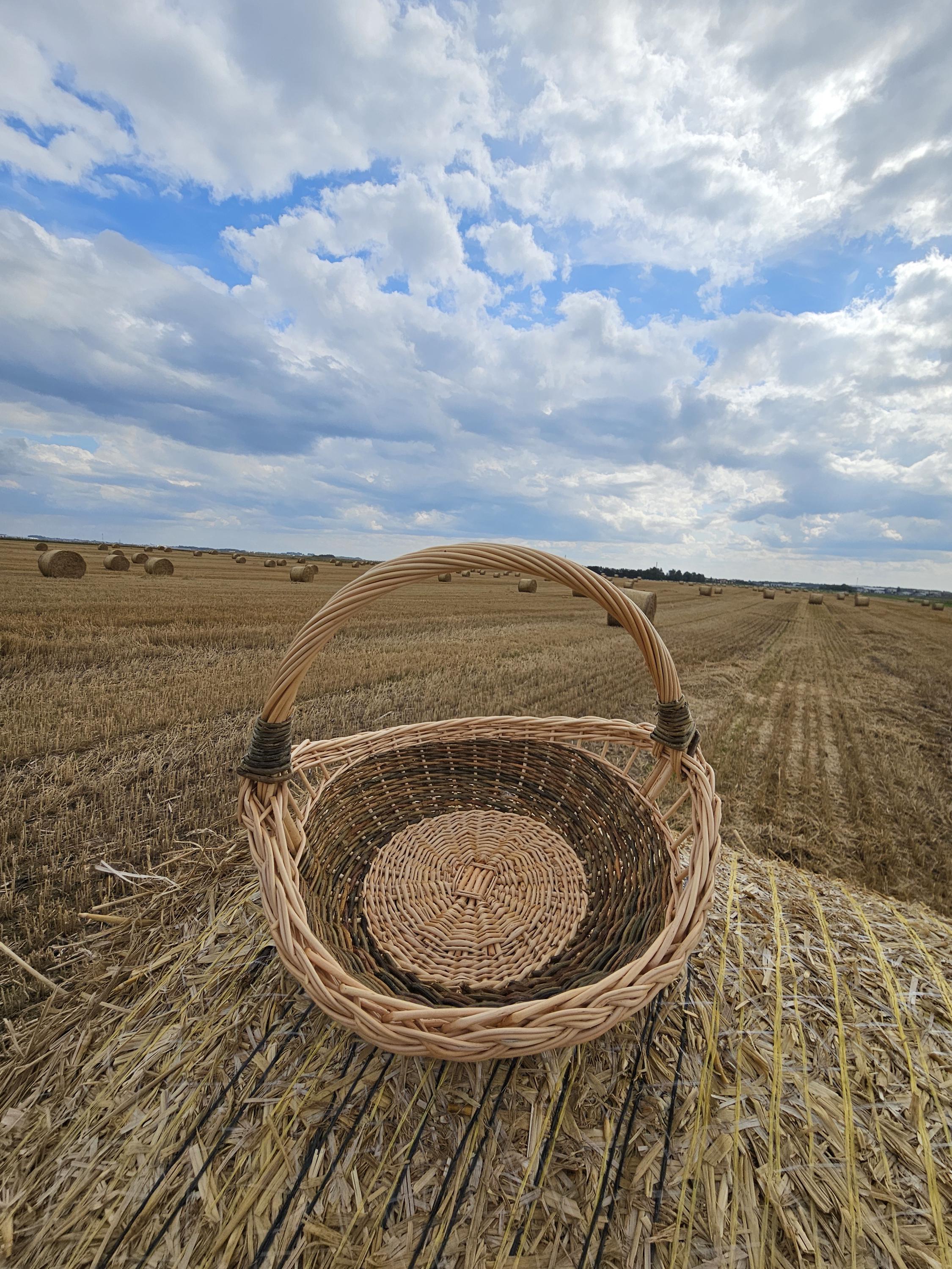 Handmade Wicker Trug Basket: Rustic Farmhouse Willow Gathering Basket