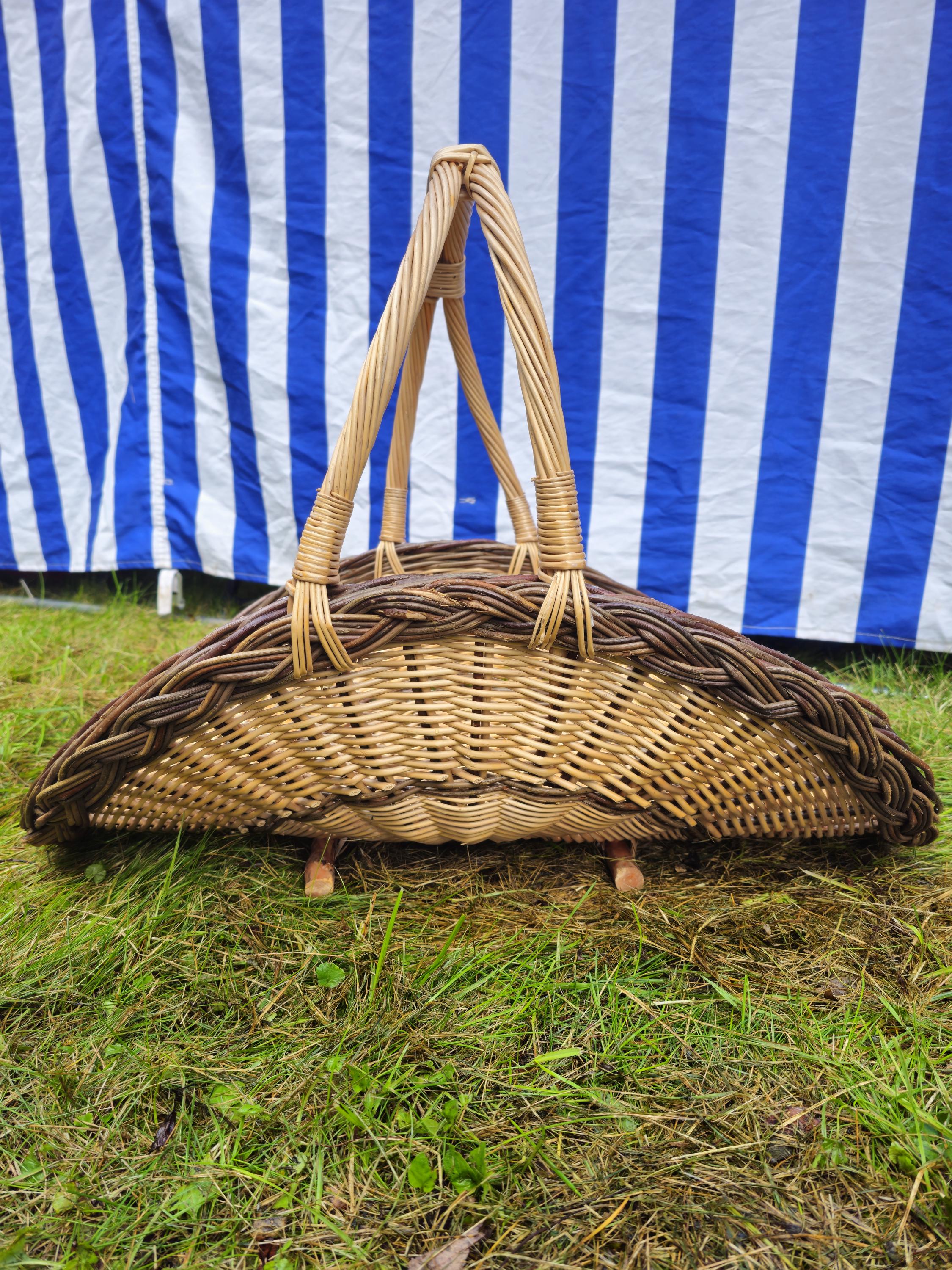 Wicker Flower Basket with Arched Handle – Handwoven Display Basket
