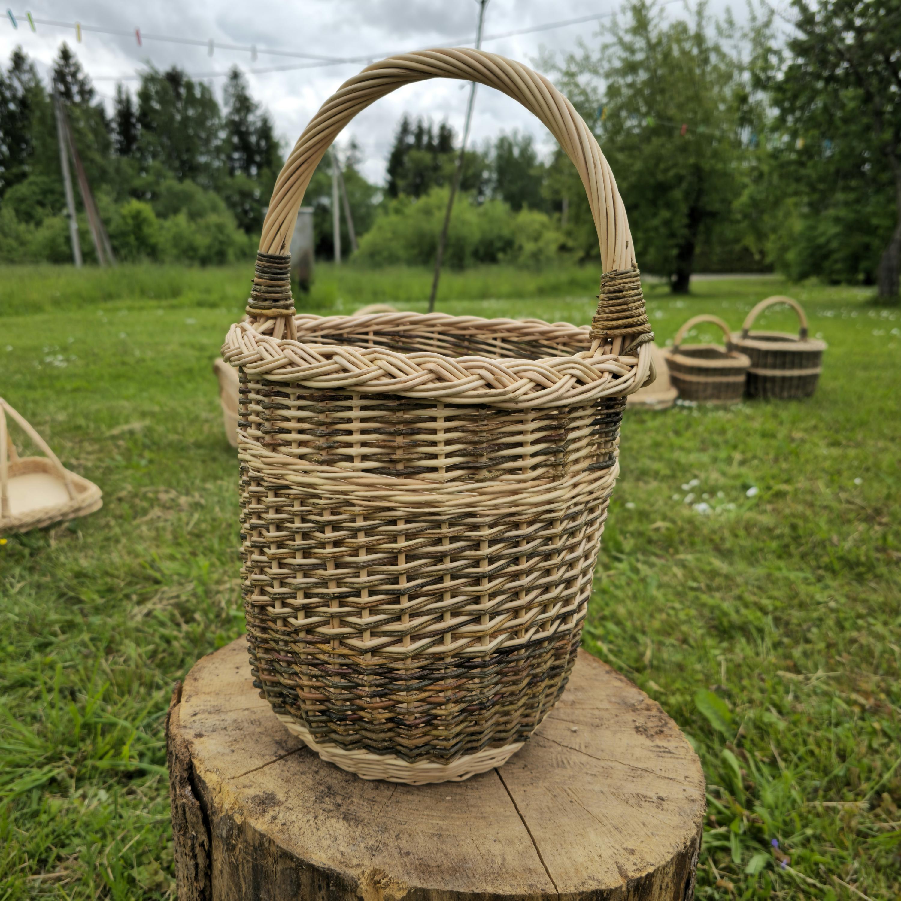 Tall Wicker Basket: Handmade Rustic Willow Flower Gathering Basket