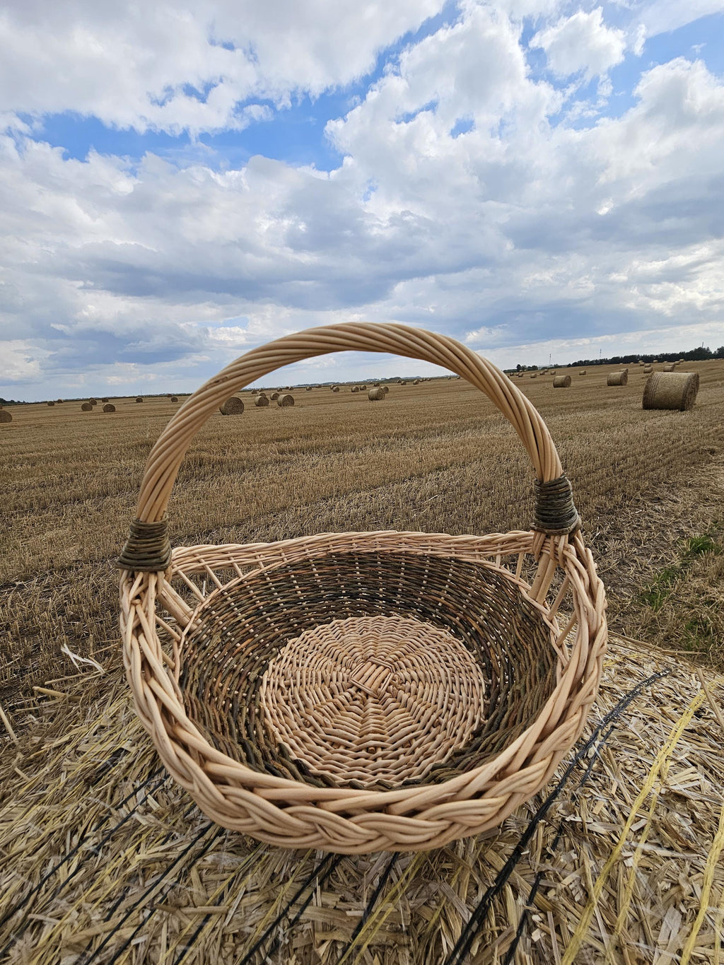 Handmade Wicker Trug Basket: Rustic Farmhouse Willow Gathering Basket