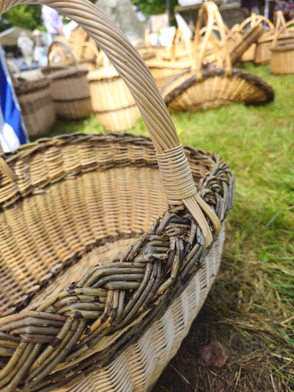 Wicker Oval Basket with Braided Rim – Medium Handwoven Willow Basket