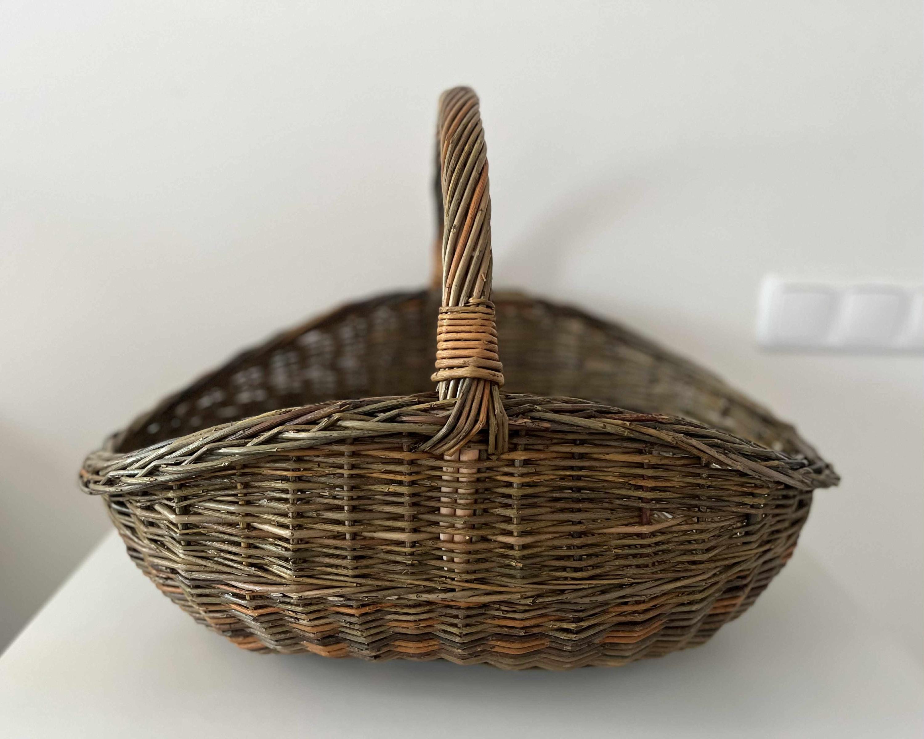 Handwoven Unpeeled Willow Basket: Rustic Gathering & Harvest Basket