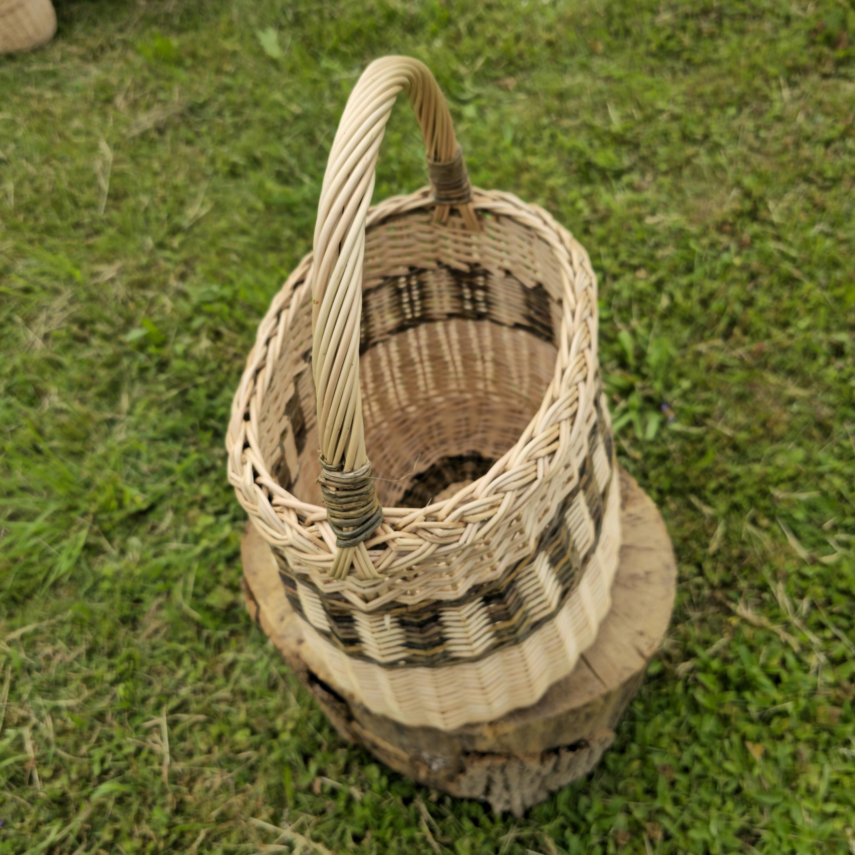 Handmade Tall Wicker Basket: Rustic Willow Storage Organizer
