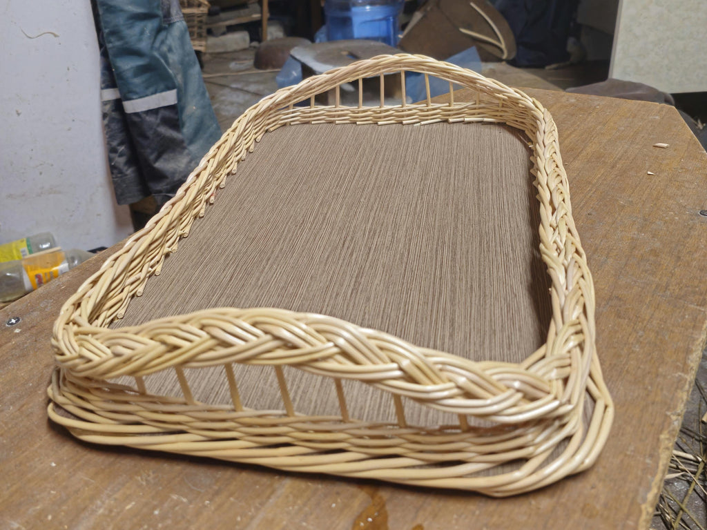 Handwoven Willow Wicker Tray: Rustic Table Centerpiece, Lithuanian Craft
