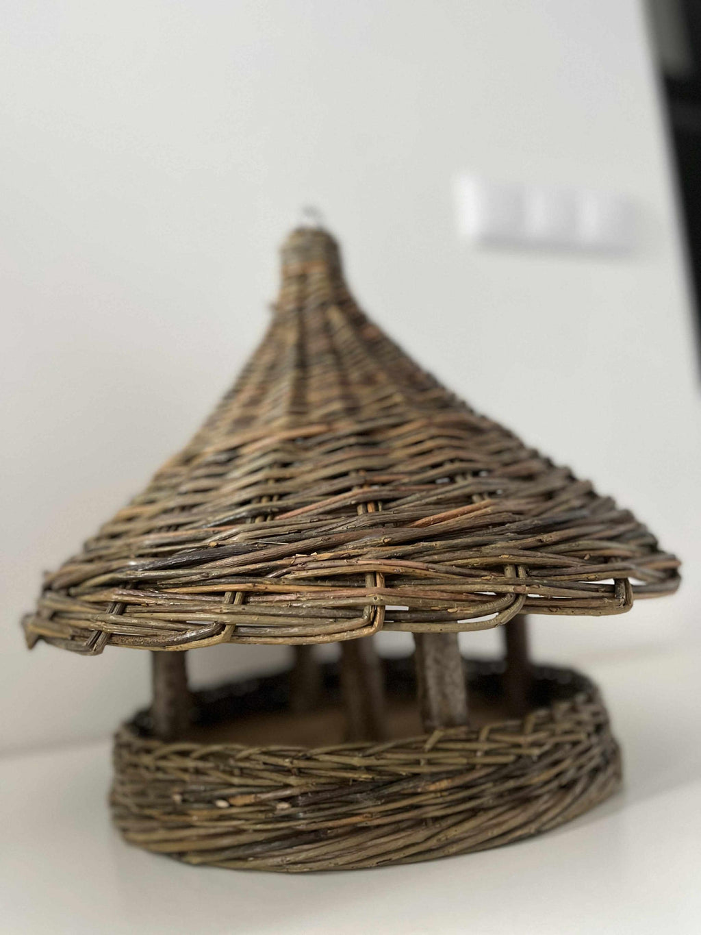 Handwoven Wicker Bird Feeder | Rustic Hanging Garden Art | Natural Wicker Shelter | Handmade Lithuanian Craft
