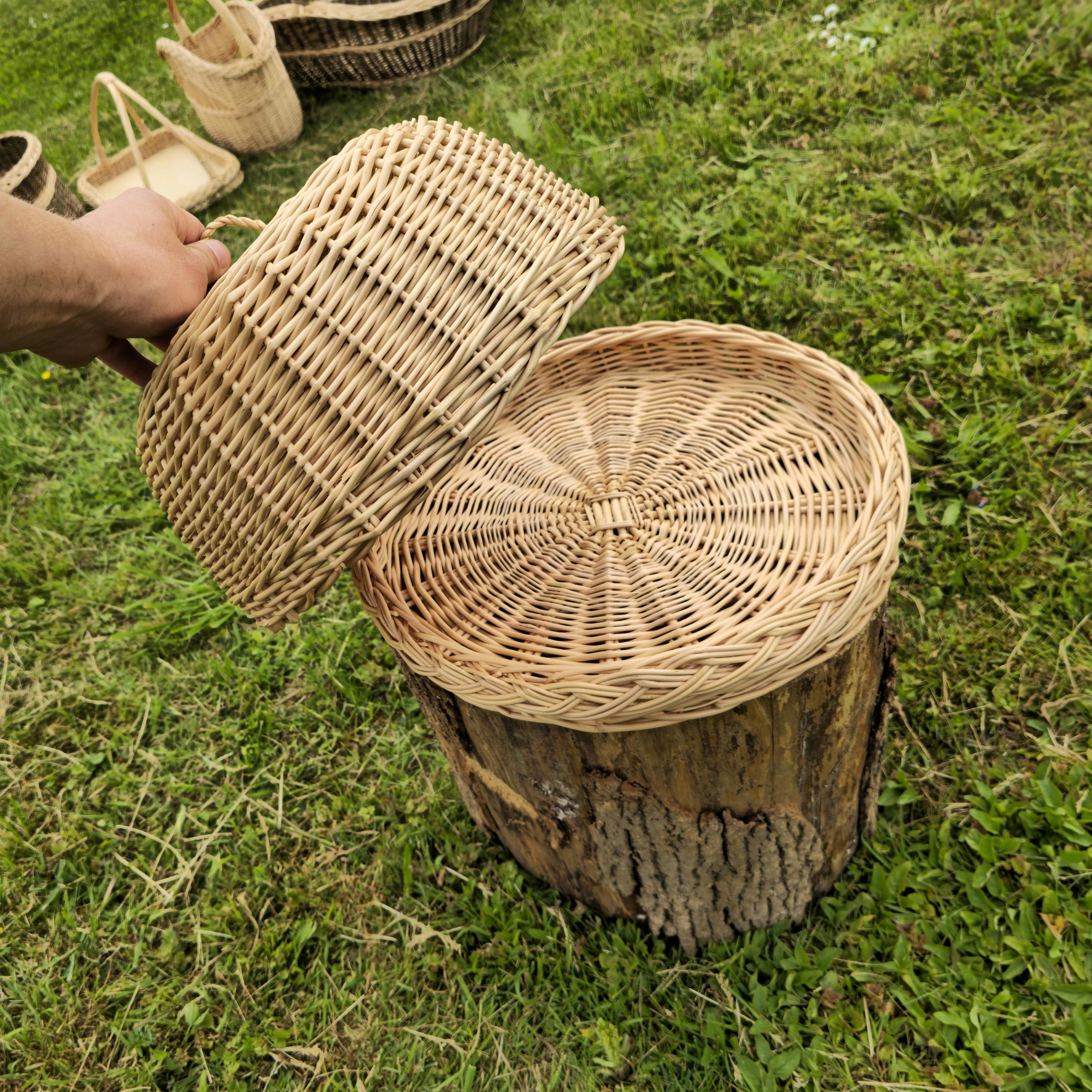 Handmade Willow Food Cover Set: Rustic Kitchen Cloche & Tray