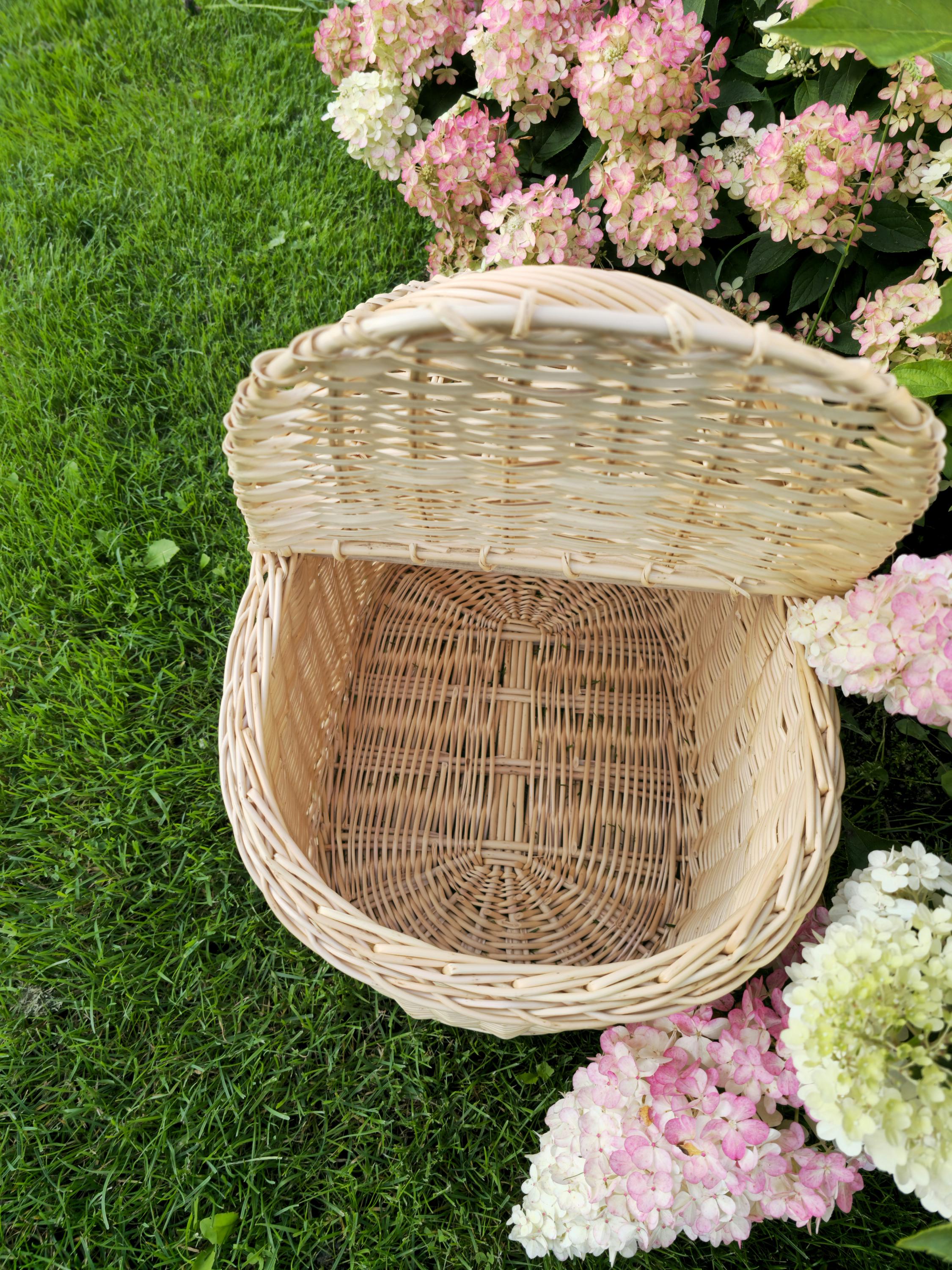 Handmade Wicker Picnic Basket: Large Willow Hamper with Double Lids